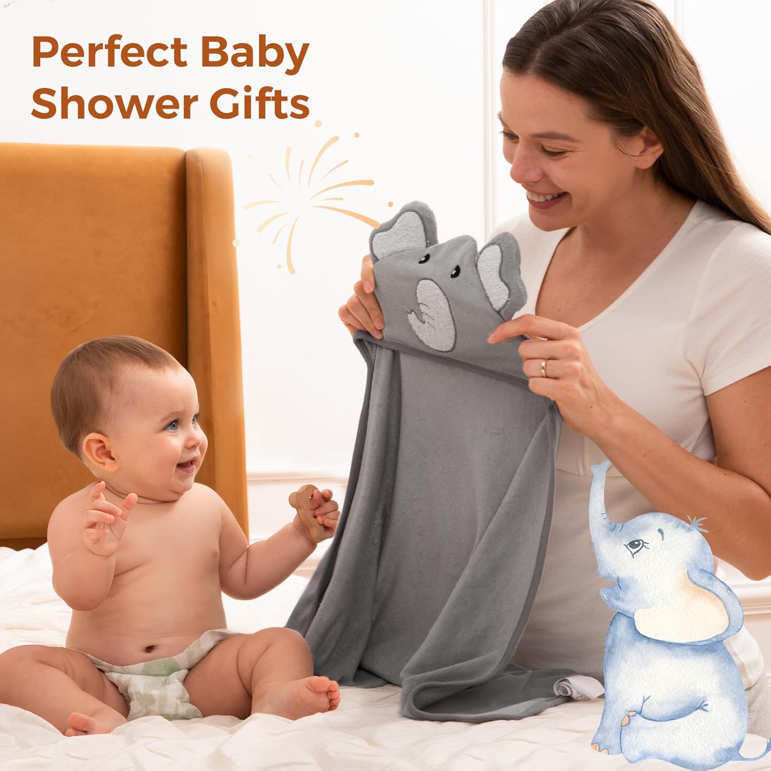 Baby Badcape Set | 8-delige badset voor jongens of meisjes, washandjes en douchelaken, cadeau voor pasgeborenen en peuters
