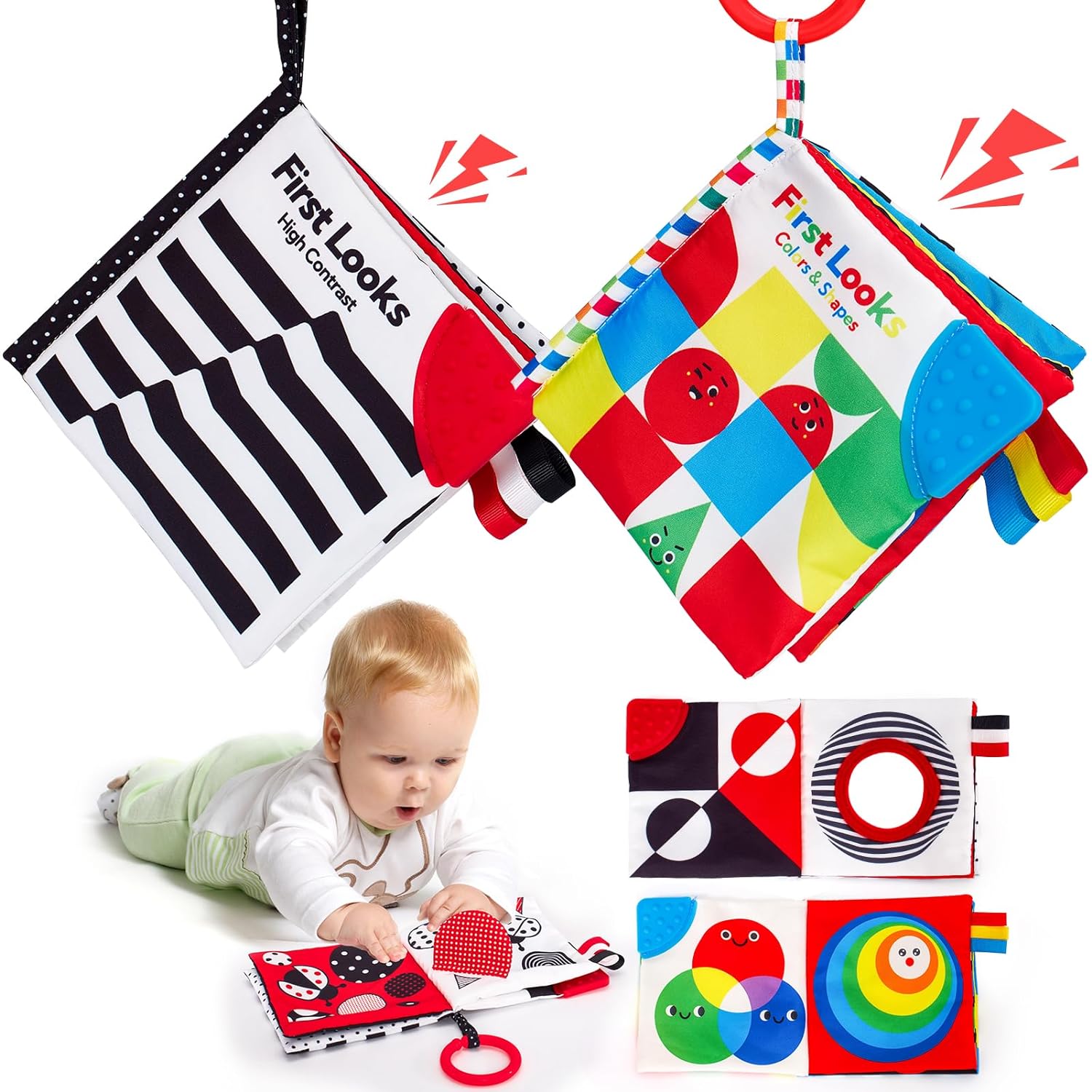 Montessori Voelboek | Hoog Contrast Sensorisch Baby Speelgoed voor 6 tot 12 Maanden Babyboekjes 0-3+ Jaar