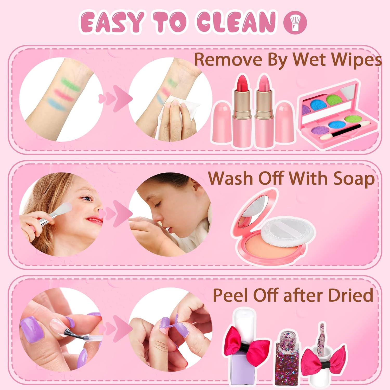 Kids Wasbare Make-up Set | Echte Make-up Set voor Meisjes 4-10 Jaar | Prinsessen Verkleden Speelgoed | Kerst Verjaardag Cadeau