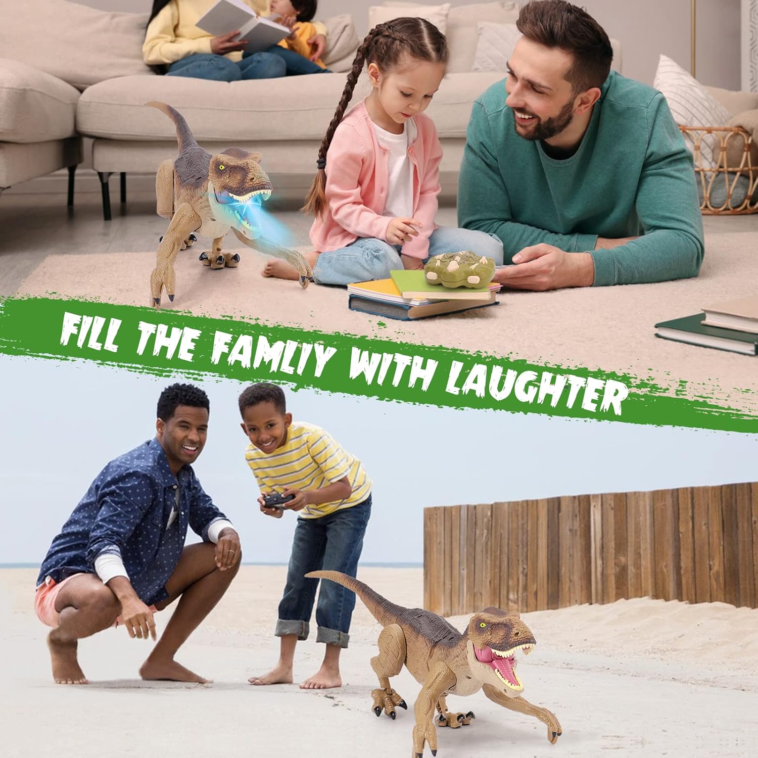 RC Dino Speelgoed | Velociraptor Dinosaurussen met Licht & Geluid, Cadeau Kinderen 3-12 Jaar