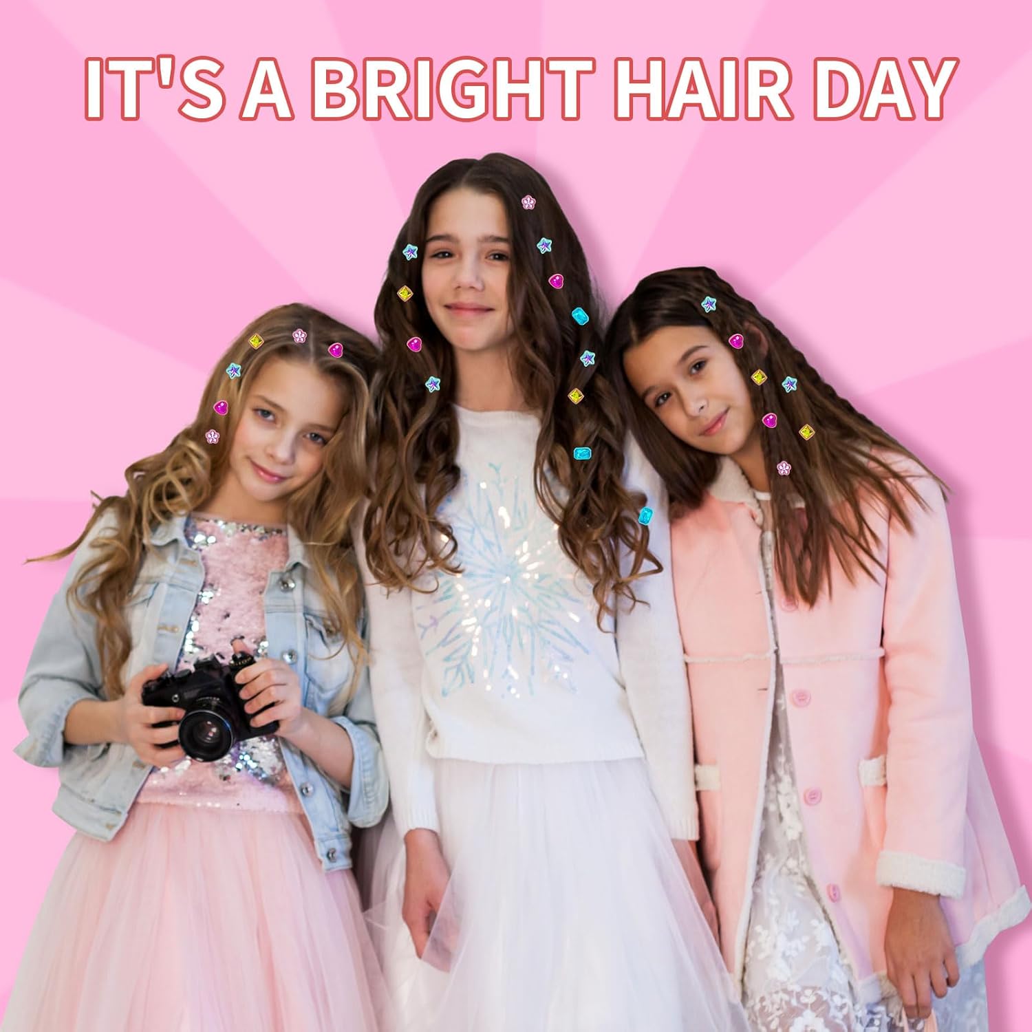 Haarjuwelen stempelkit | Stylingtool met herbruikbare diamanten voor meisjes