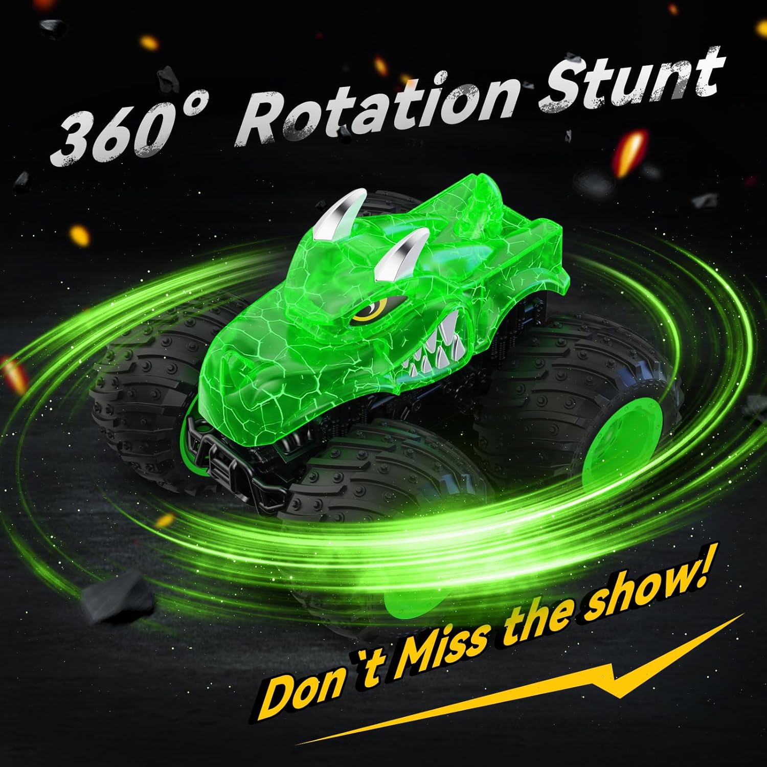 RC Monster Trucks Speelgoed met Licht Spray | All Terrain Telecommandeerbare Auto voor Kinderen 3, 4, 5, 6, 7, 8 Jaar, Speelgoed voor Peuters