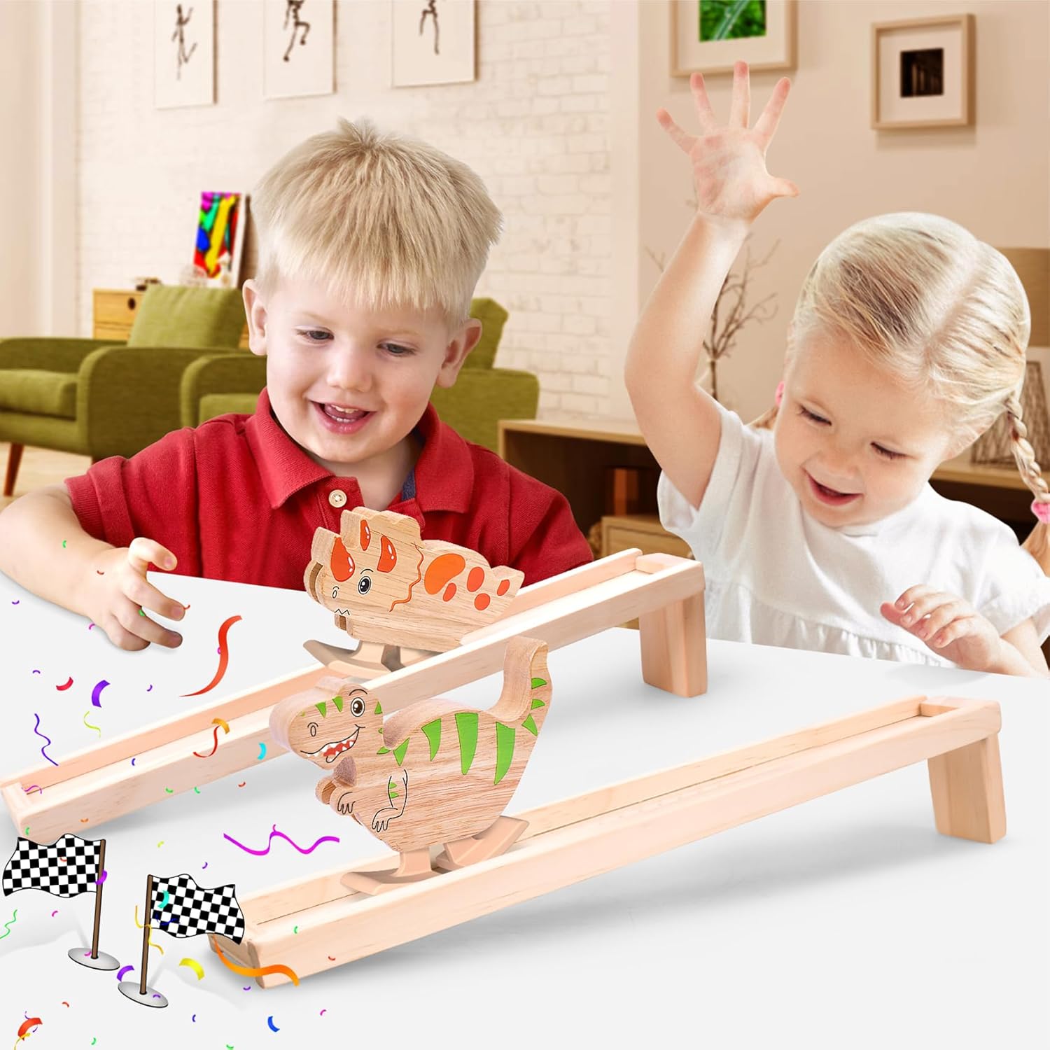 Houten Wandelende Dino Speelgoed | Montessori Fidget Dinosaurus | Speelgoed voor Jongens & Meisjes vanaf 2 Jaar