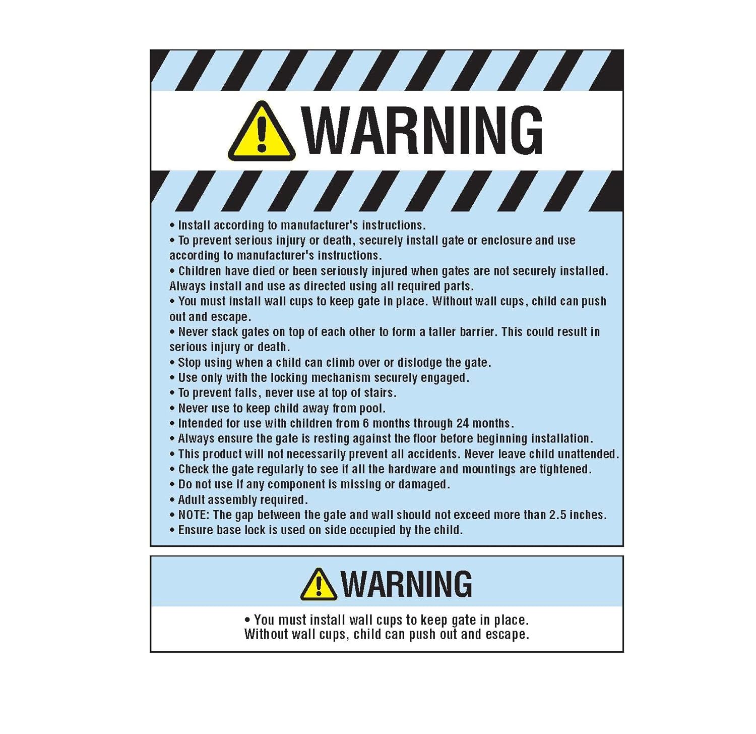 Witte 56-Inch Extra Brede Loophek Baby Hek | 4-Inch, 8-Inch en 12-Inch Verlenging, 8-Delige Set - 4 Drukmontages en 4 Muur Cups met Montagekit