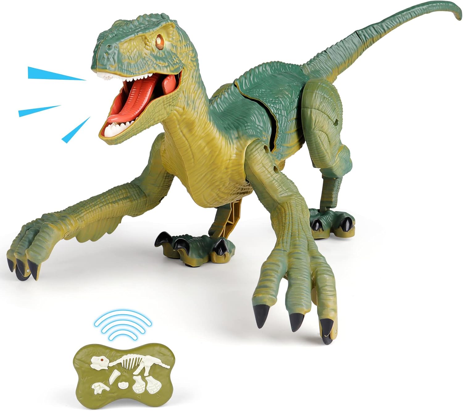 RC Dino Speelgoed | Velociraptor Dinosaurussen met Licht & Geluid, Cadeau Kinderen 3-12 Jaar