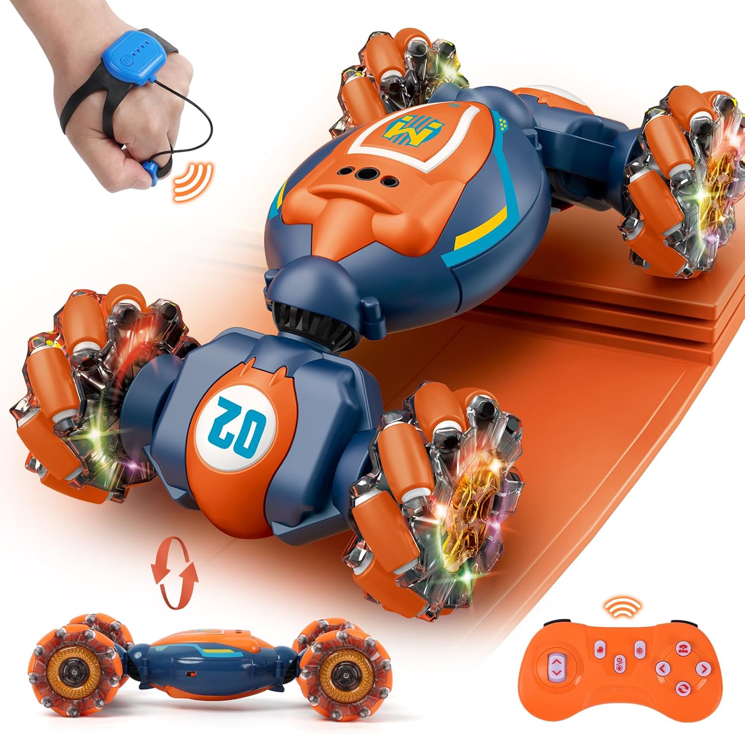 RC Stuntauto met Gebarenbediening | 4WD Twist Auto met Licht & Muziek | Speelgoed voor Jongens 6-12 Jaar