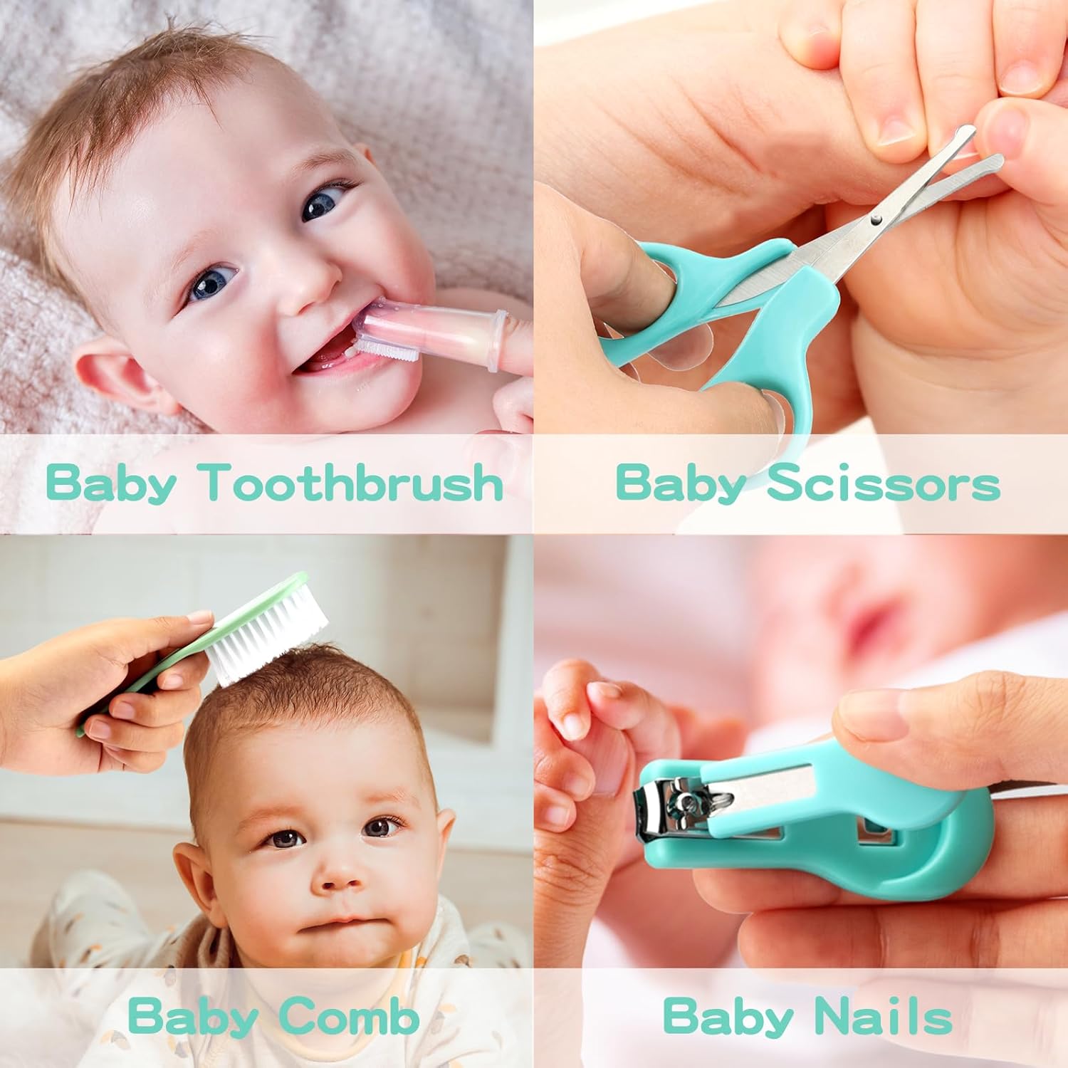Baby Verzorgingsset voor Veiligheid | Borstel, Kam, Nagelknipper, Neusaspirator Essentiële Verzorgingskit voor Pasgeborenen