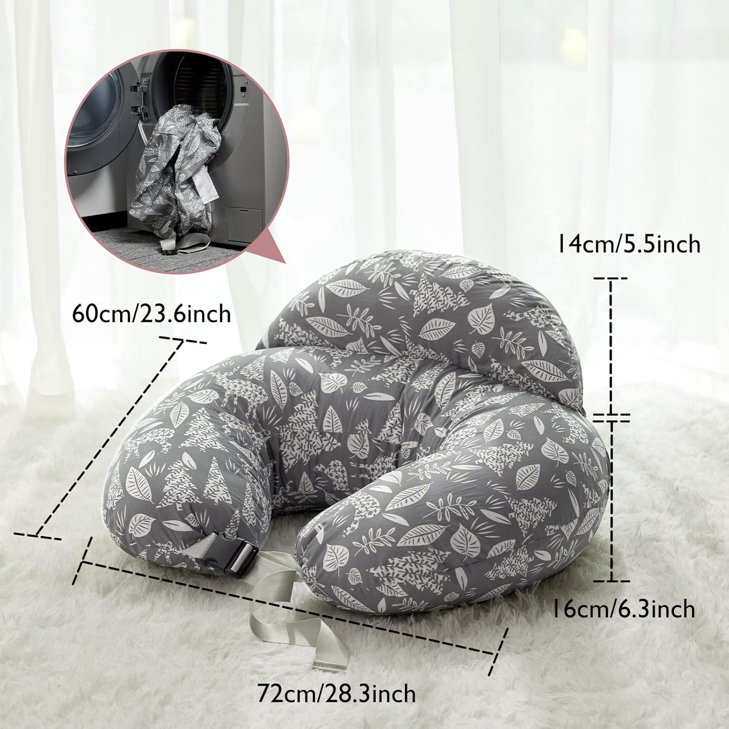 Voedingskussen voor Borstvoeding | Verstelbare Tailleband en Afneembare Katoenen Hoes Borstvoedingskussen voor Moeder en Baby