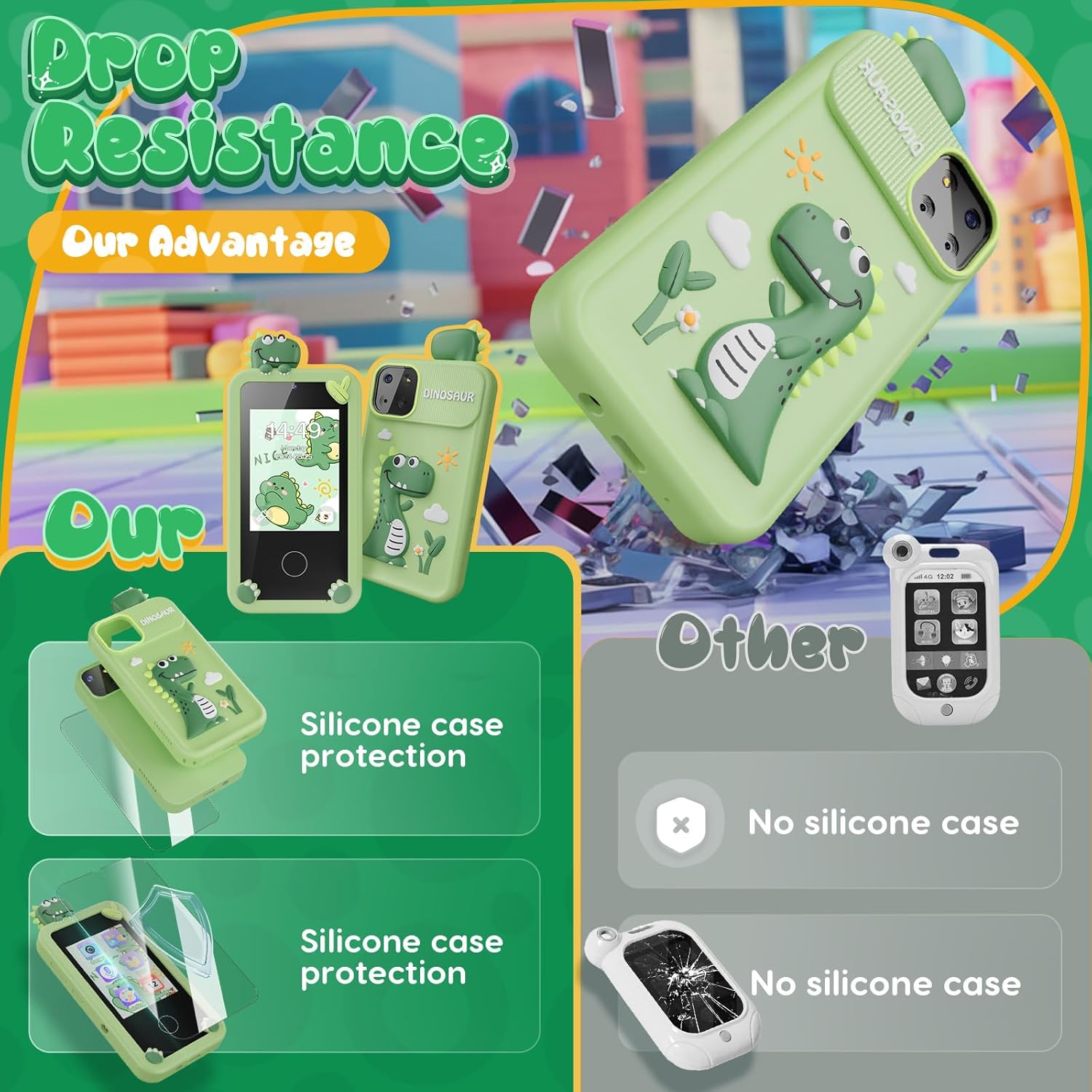 Kids Speelgoed Telefoon | Educatieve Mobiele Telefoon voor Jongens 3-9 Jaar | 16 Leerspellen | Camera & Muziekspeler | Kerstcadeau