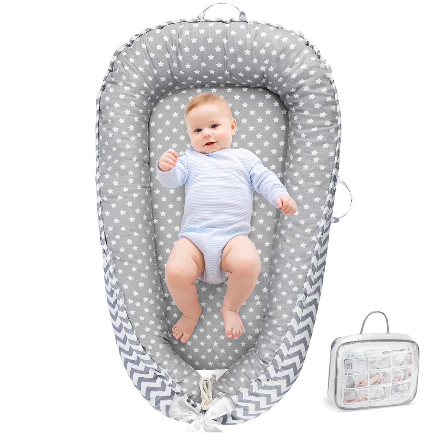 Draagbare Baby Ligstoel Baby Vloer Stoel | Ademend & Zachte Baby Nest Overtrek 0-24 Maanden