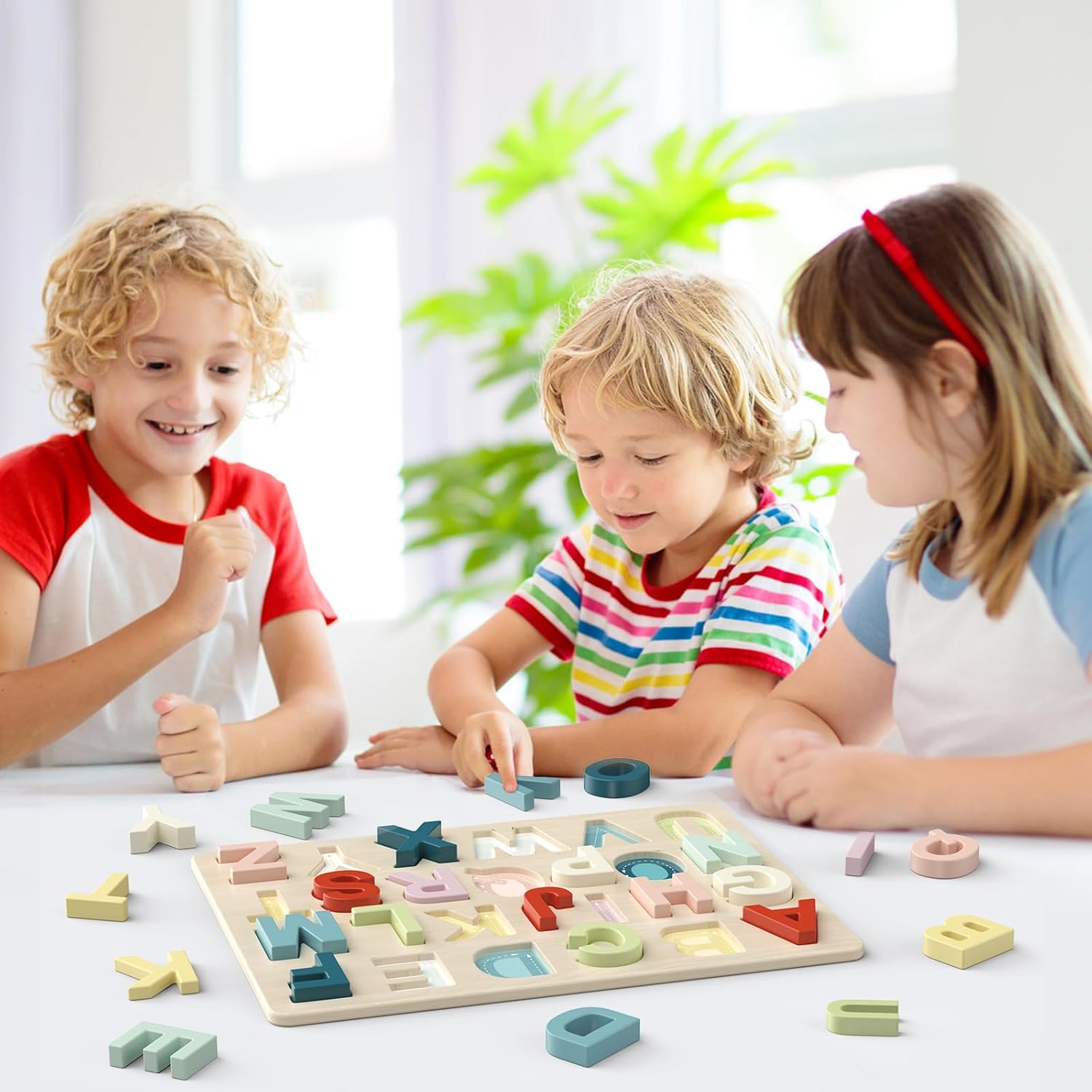 Alfabet puzzel|Houten ABC leerpuzzel voor peuters & kleuters