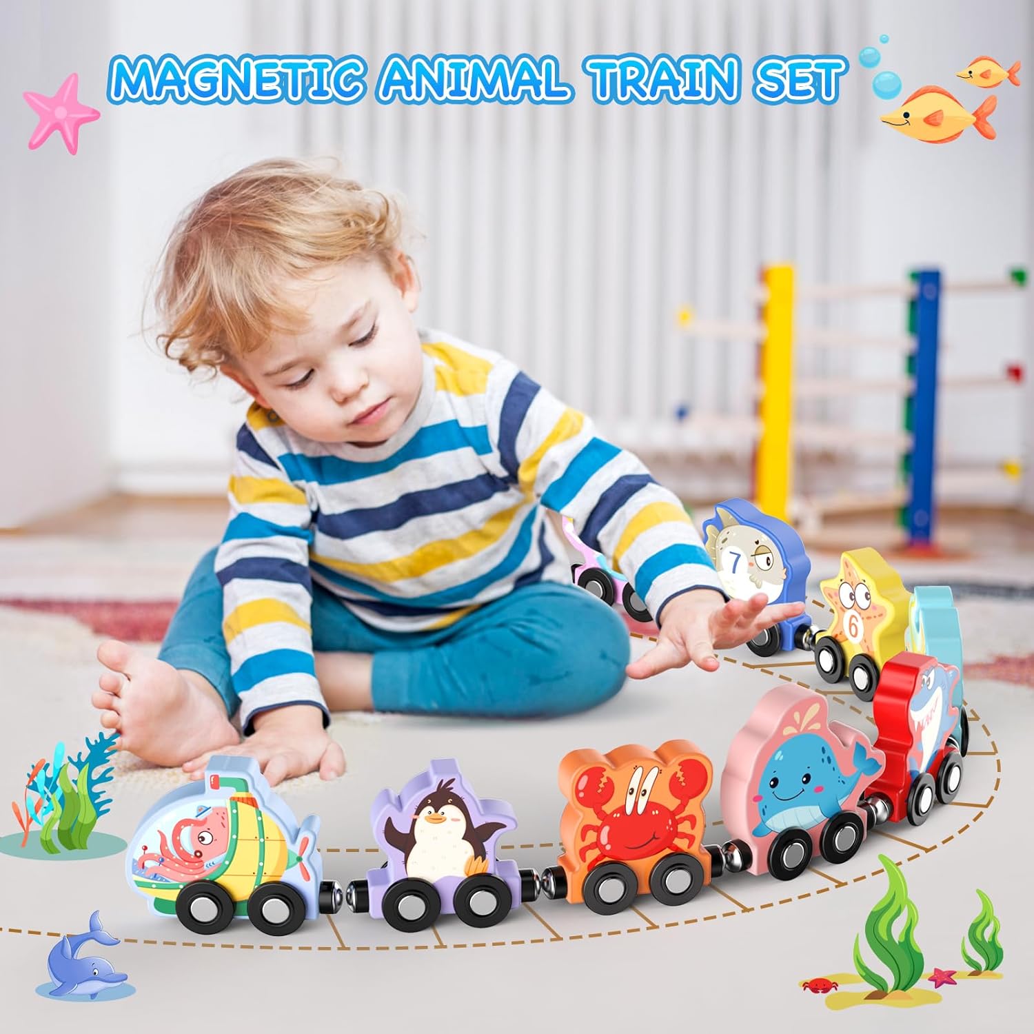 11 Magnetische Houten Dieren Trein Set | Montessori Speelgoed voor Peuters Kleuter Leeractiviteiten voor Kinderen