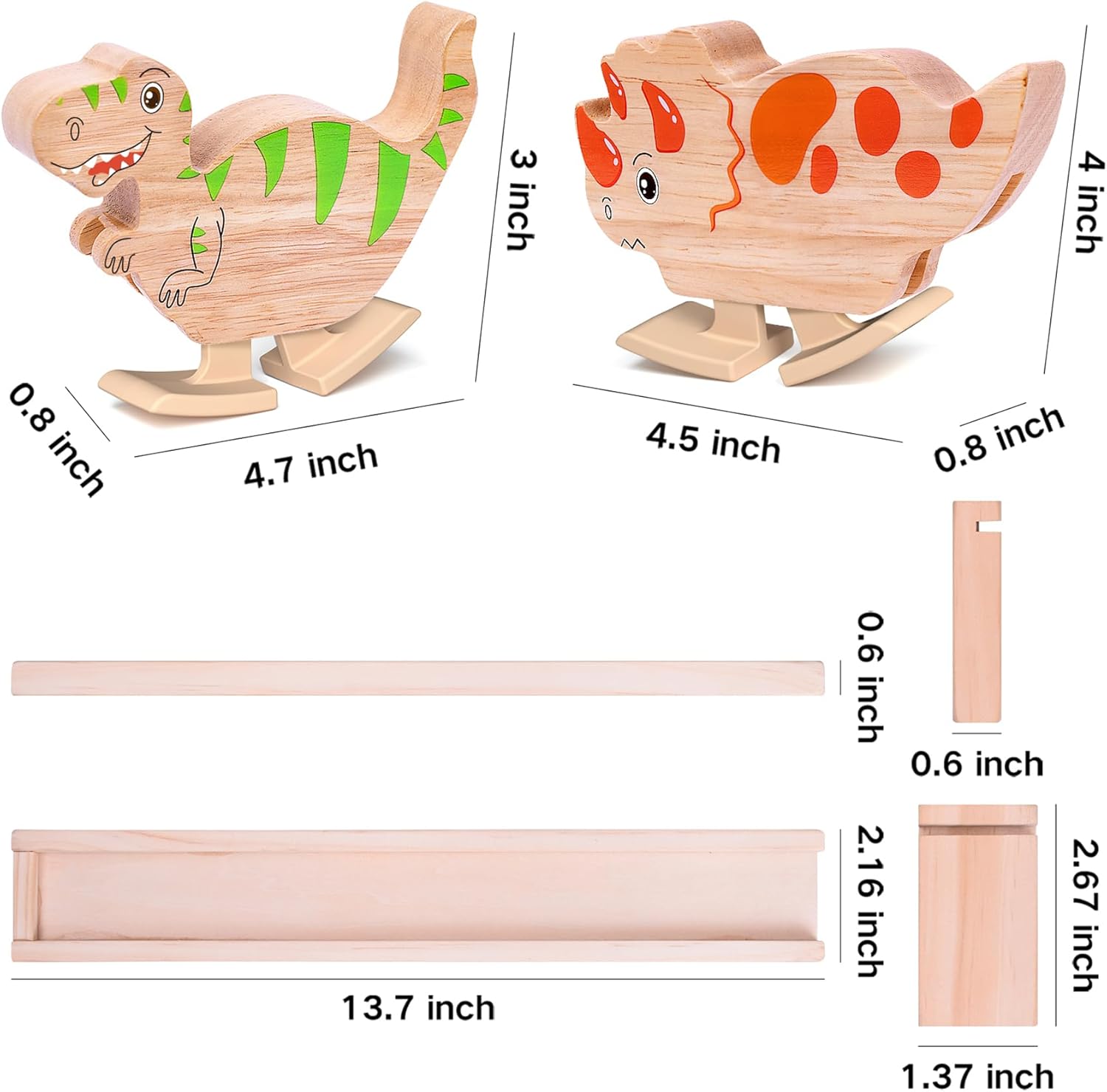 Houten Wandelende Dino Speelgoed | Montessori Fidget Dinosaurus | Speelgoed voor Jongens & Meisjes vanaf 2 Jaar