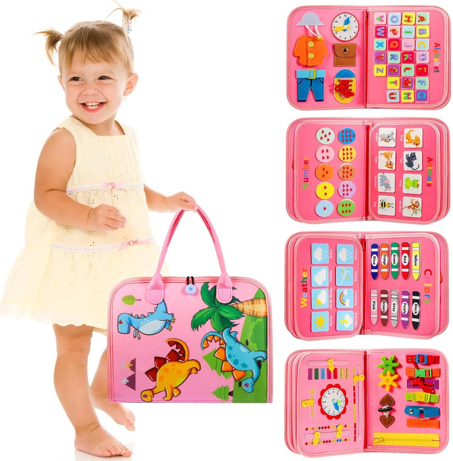 Peuter Drukbord Montessori Speelgoed | Activiteiten Educatief Sensorisch Drukboek voor Kinderen van 2-4 Jaar