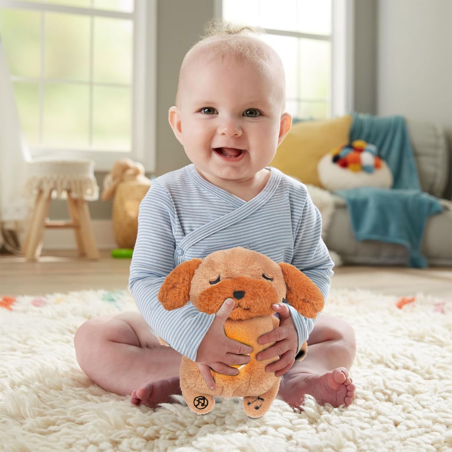 Soothe Snuggle Hond Knuffel | Ademend Pluche Dier Voor Angst Verlichting | Met Realistische Beweging & Licht Muziek | Kinderen en Volwassenen