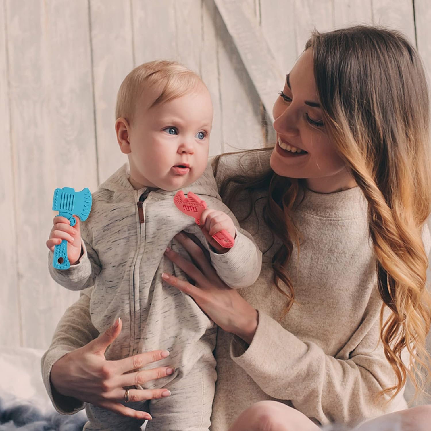 Baby Bijtring Speelgoed | BPA-Vrij Siliconen | Zachte Textuur & Makkelijk Schoon te Maken | 4 Stuks Baby Bijtringen