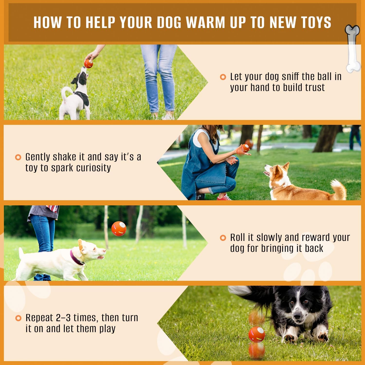 Interactieve hondenbal | Automatisch rollende USB-oplaadbare speelbal