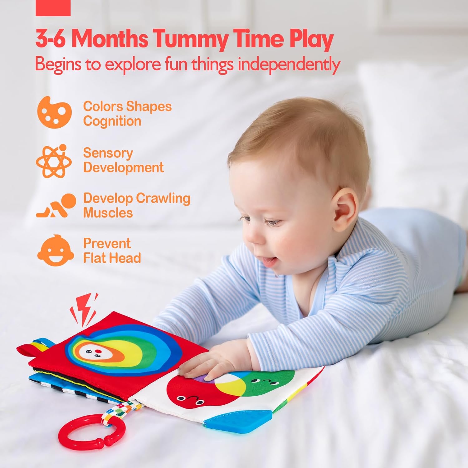 Montessori Voelboek | Hoog Contrast Sensorisch Baby Speelgoed voor 6 tot 12 Maanden Babyboekjes 0-3+ Jaar