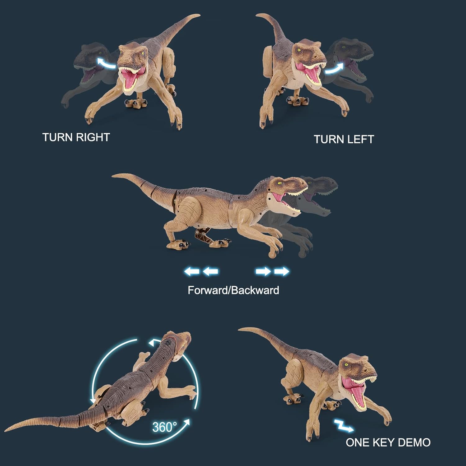 RC Dino Speelgoed | Velociraptor Dinosaurussen met Licht & Geluid, Cadeau Kinderen 3-12 Jaar