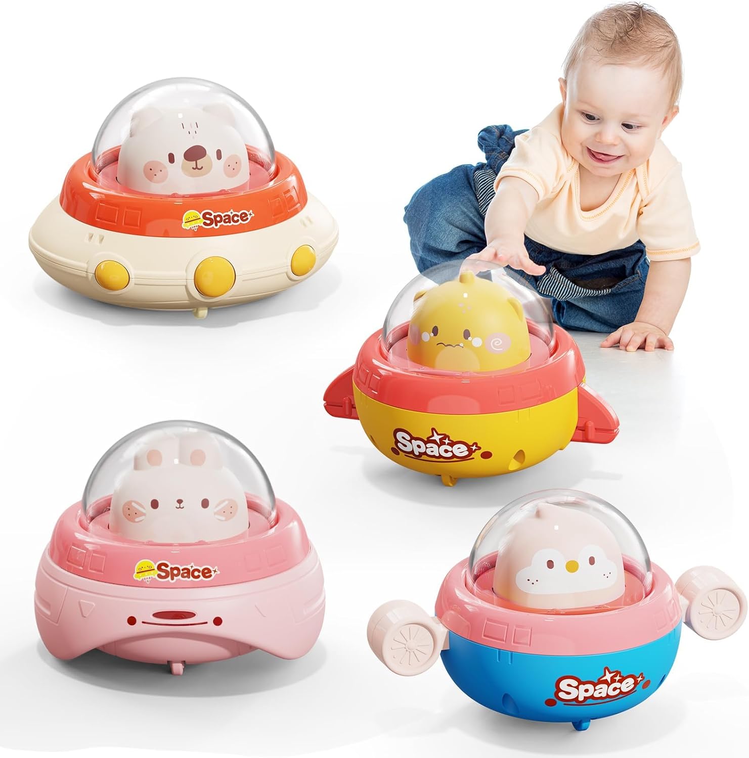 Dier-Thema Druk & Ga Auto's | Baby Speelgoed 6-36 Maanden | Perfect voor Reizen of Speeltijd