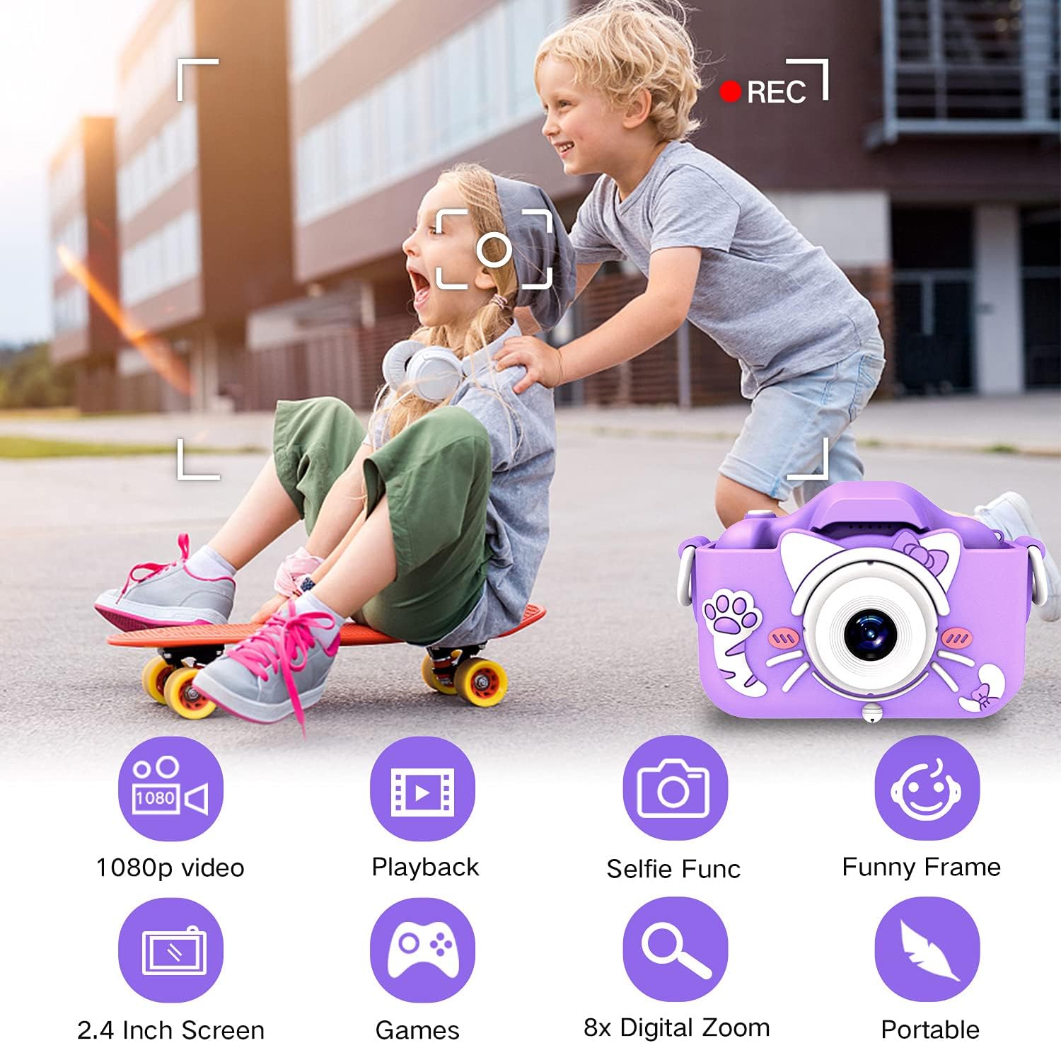 Kids Camera Speelgoed | Digitale Video Camera voor Kids 3-8 | Cartoon Zachte Hoes | Beste Kerst & Verjaardagscadeau voor Jongens & Meisjes