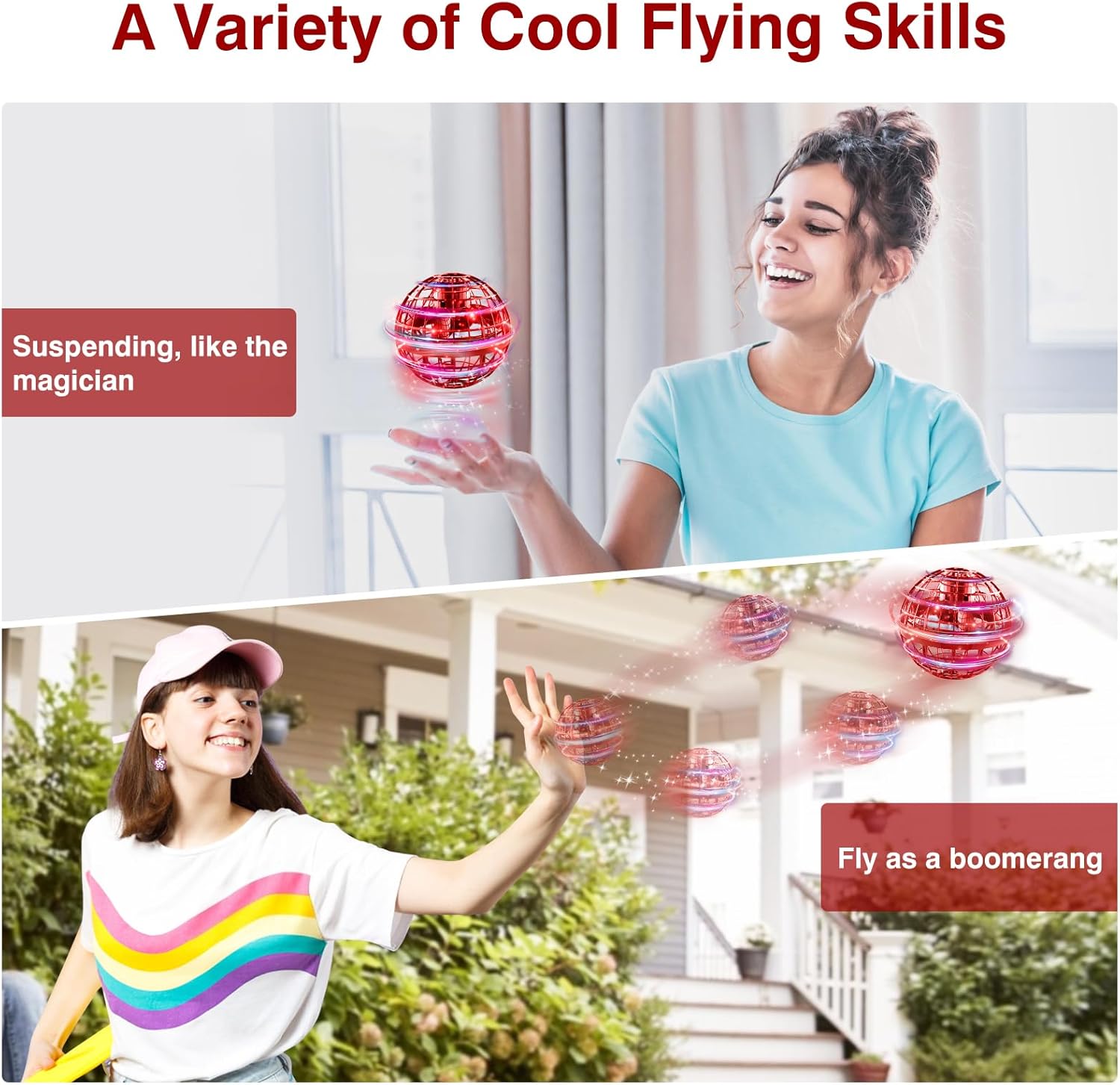 Flying Orb Ball 2025 | Handgestuurde mini drone boemerang speelgoedbal