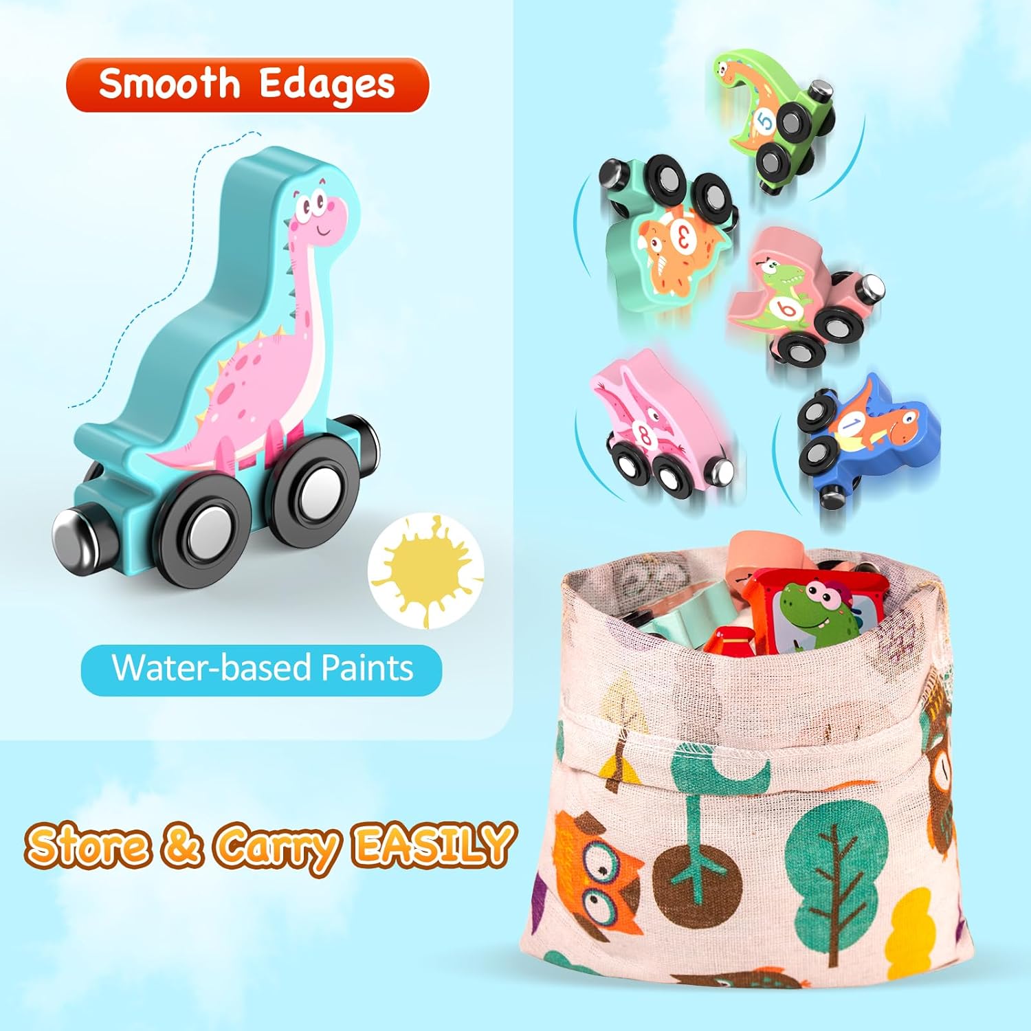 11 Magnetische Houten Dieren Trein Set | Montessori Speelgoed voor Peuters Kleuter Leeractiviteiten voor Kinderen