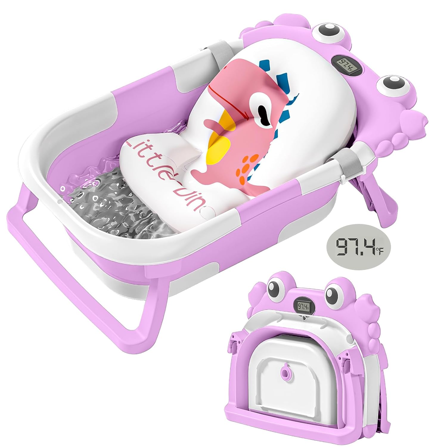 Inklapbaar babybad met thermometer | draagbaar opvouwbaar reisbad 0-36 maanden