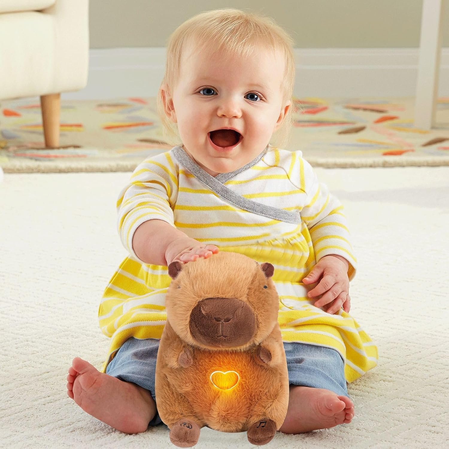 Soothe Snuggle Capybara Knuffel | Ademend Pluche Voor Angstverlichting | Realistische Beweging & Licht Muziek | Voor Kinderen en Volwassenen