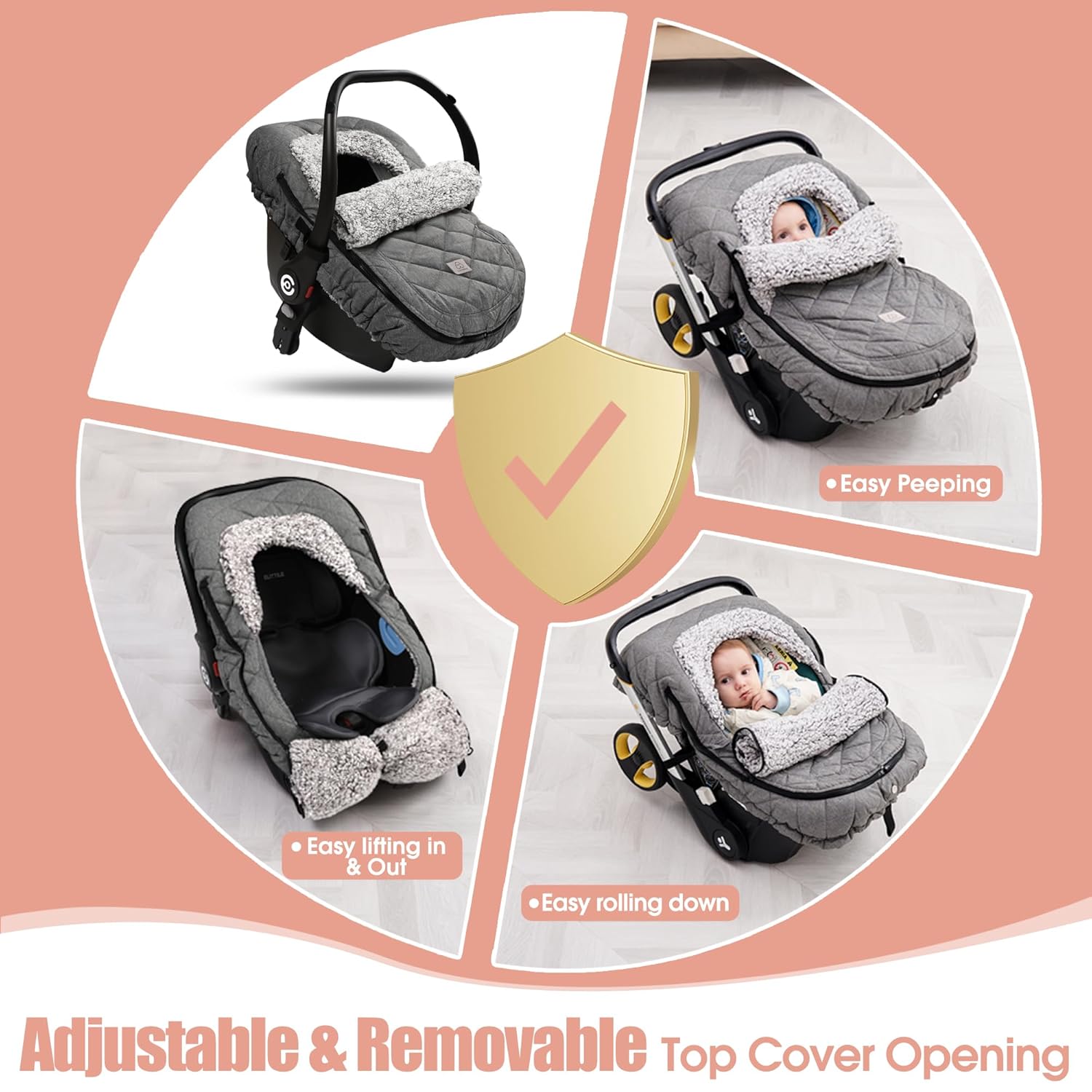 Winter Baby Autostoel Cover | Zipper Peep Window, Waterdicht & Warm voor Baby's Comfort | Universele Pasvorm