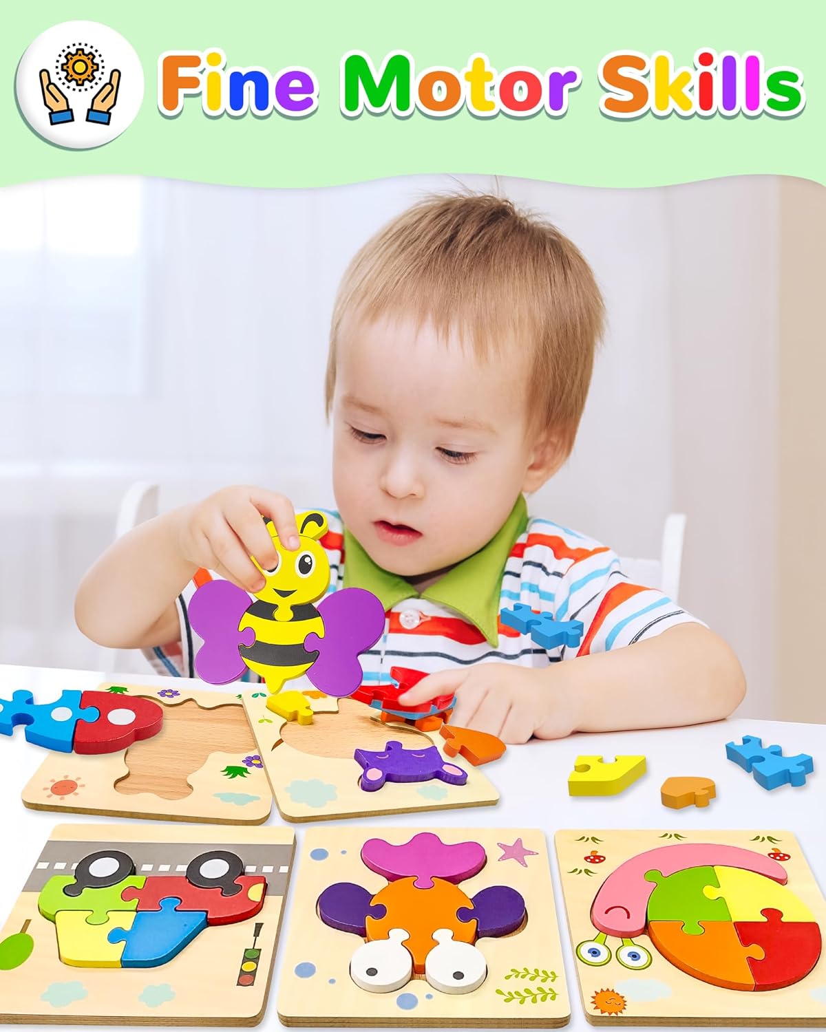 Houten Peuterpuzzels – Montessori Voertuigen | Educatief Speelgoed 1-3 Jaar