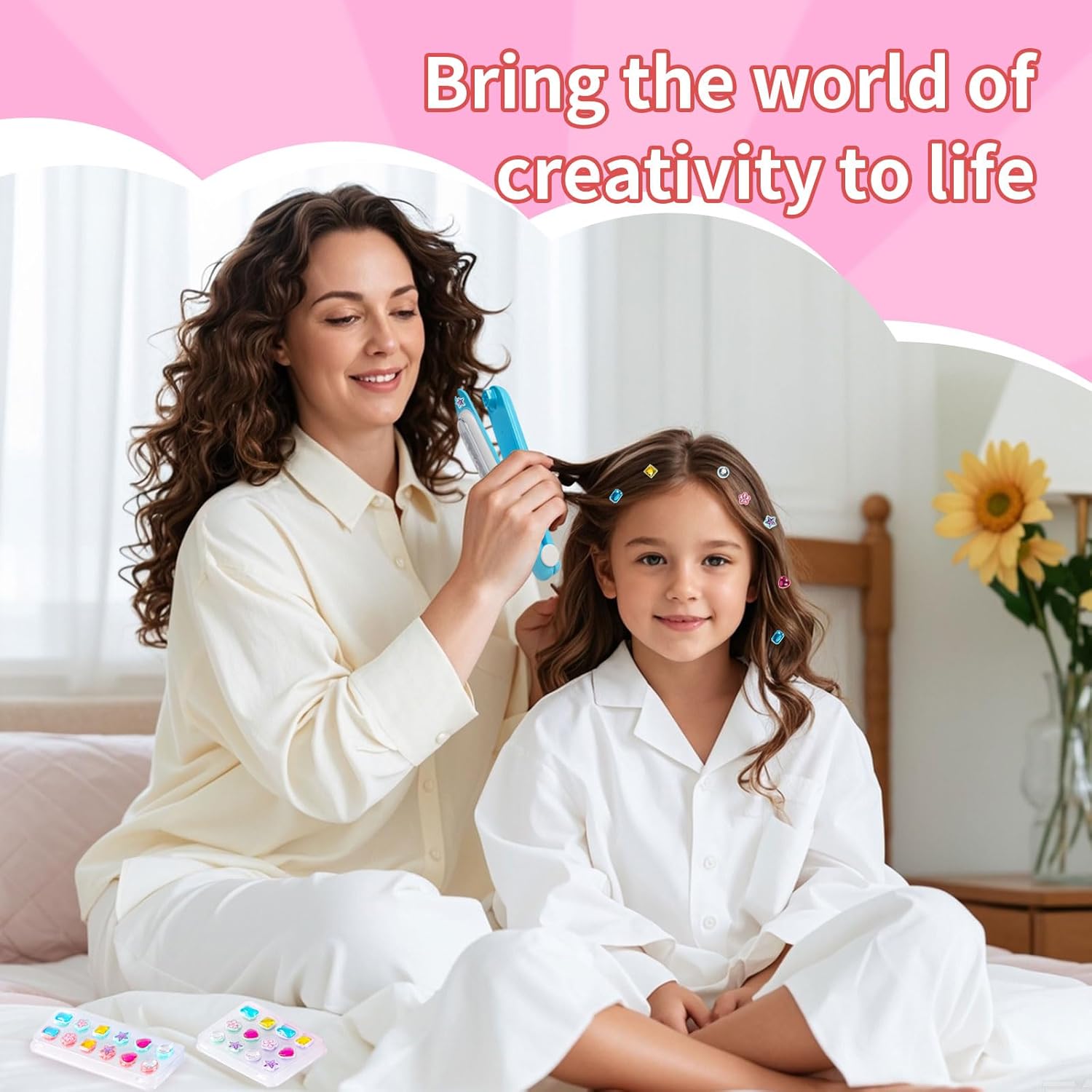 Haarjuwelen stempelkit | Stylingtool met herbruikbare diamanten voor meisjes