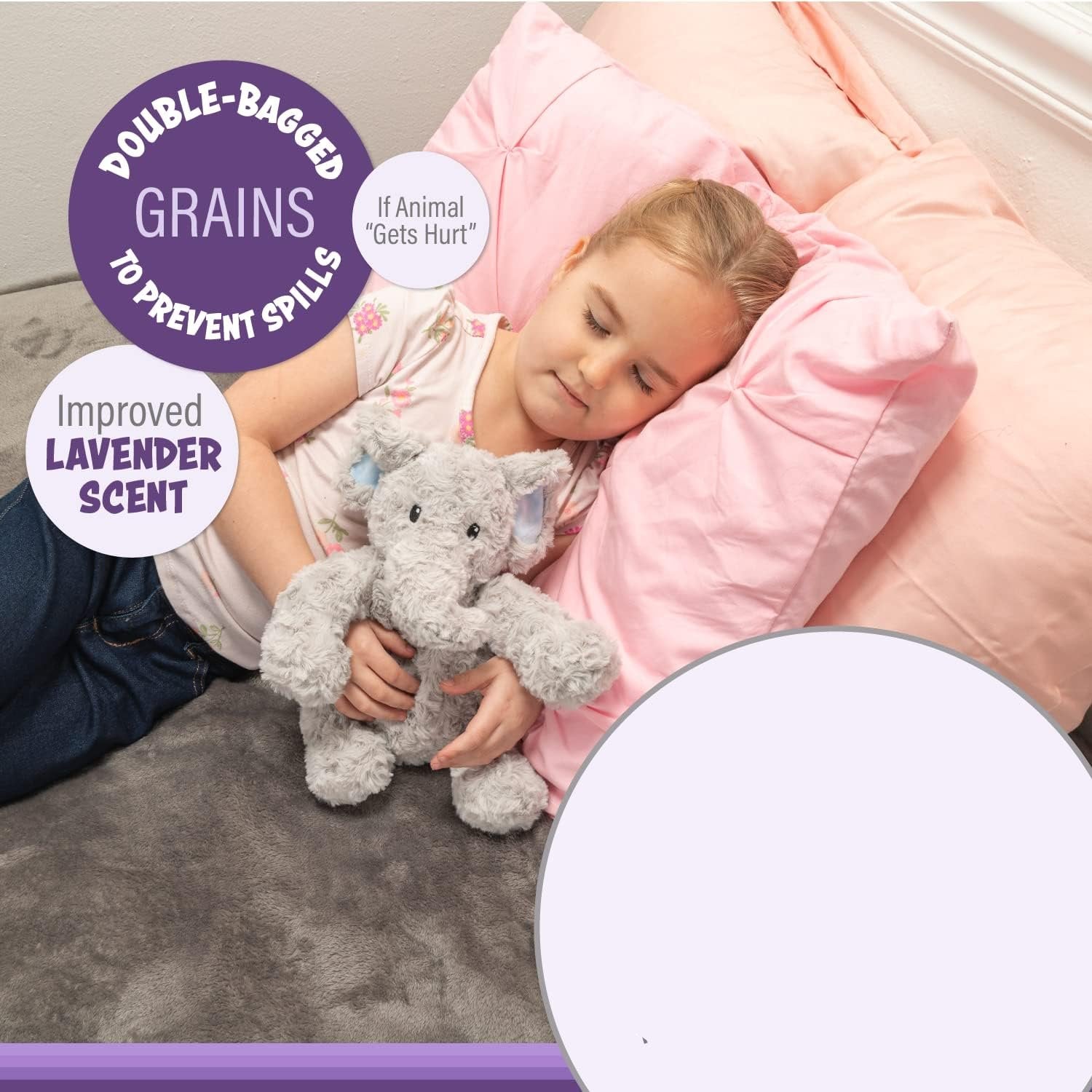 Knuffel Olifant 1,5kg | Microgolfwarmte Pluche | Lavendel Geurend & Verwarmbaar | Comfort Knuffel Voor Bedtijd Kinderen en Volwassenen