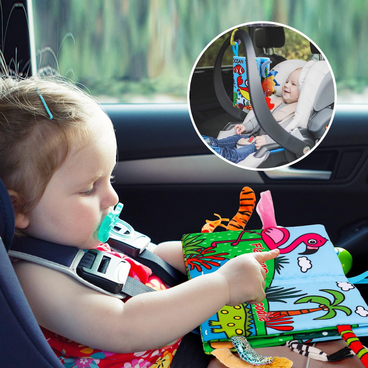 2 Stuks Zachte Stoffen Babyboeken | Hoog contrast zintuiglijk speelgoed voor baby's, knisperend voel- en bijtspeelgoed van 6 tot 12 maanden