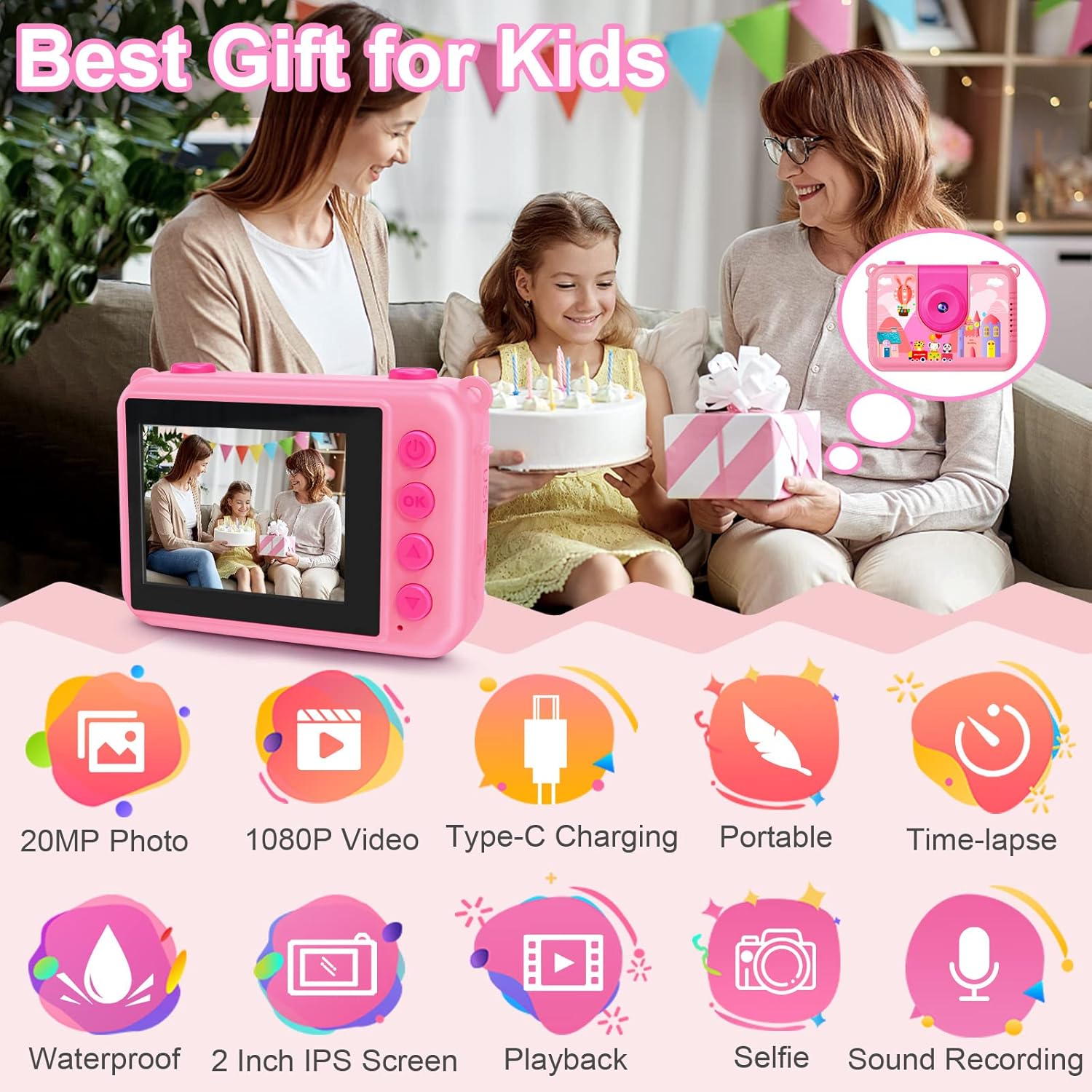 Kinder camera waterdicht | HD onderwater digitale actiecamera 1080P