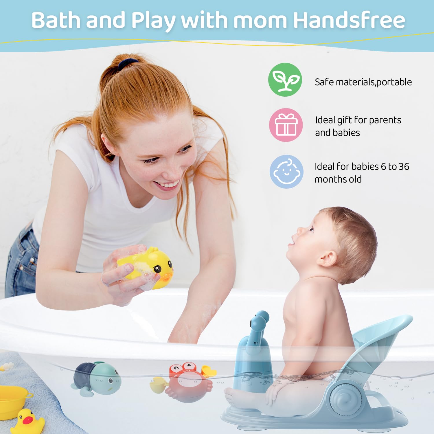 Baby Badstoeltje 6-12 Maanden Opvouwbaar badstoeltje met 3 gratis badspeeltjes en 4 veiligheidszuignappen | Comfortabele badervaring in grijze kleur