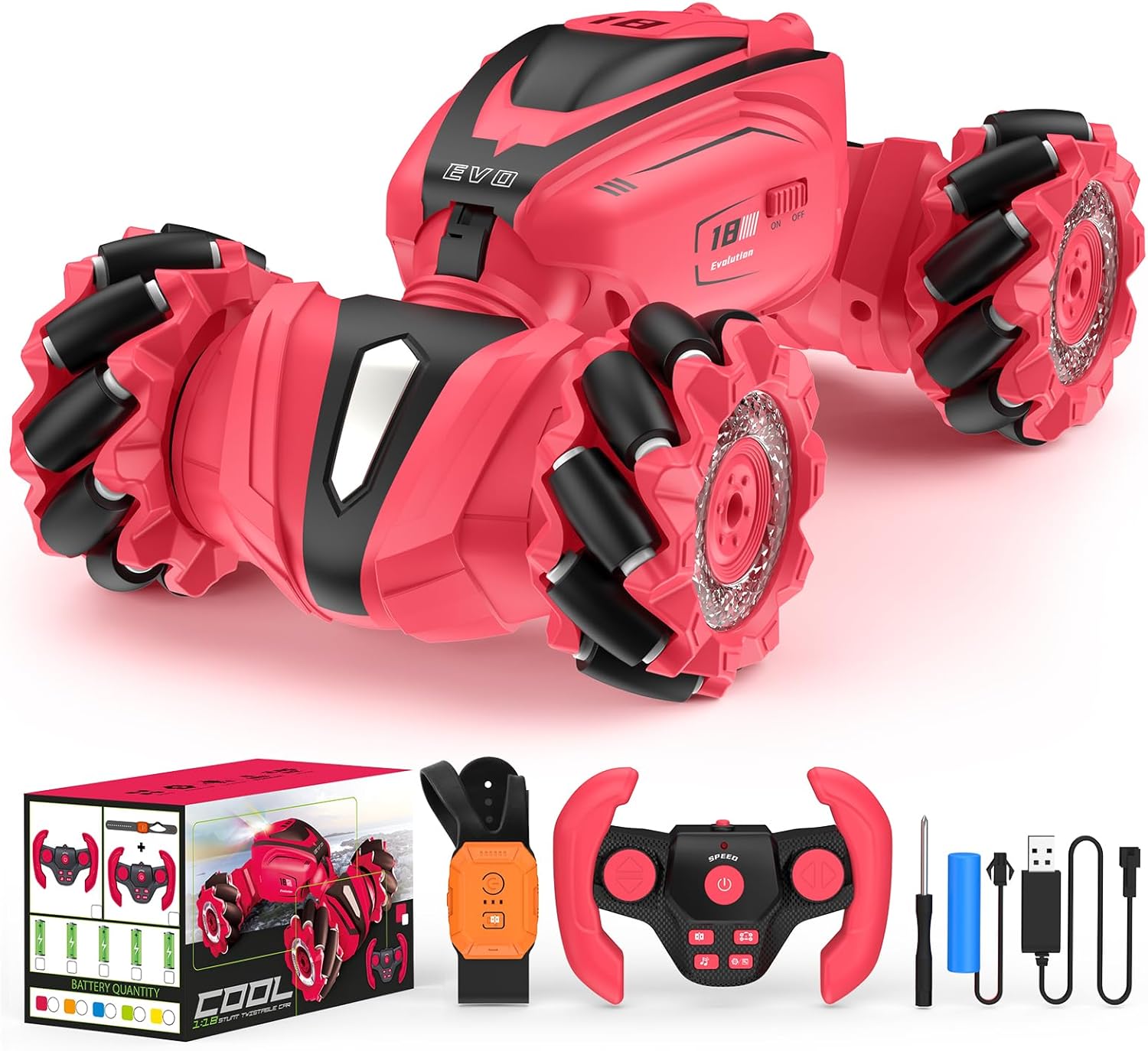 High-Speed Stunt RC Auto voor Jongens | 360° Flip & Drift | Gebarenbesturing, 2.4GHz Oplaadbare RC Auto | Ideaal Verjaardagscadeau voor Kinderen 6+