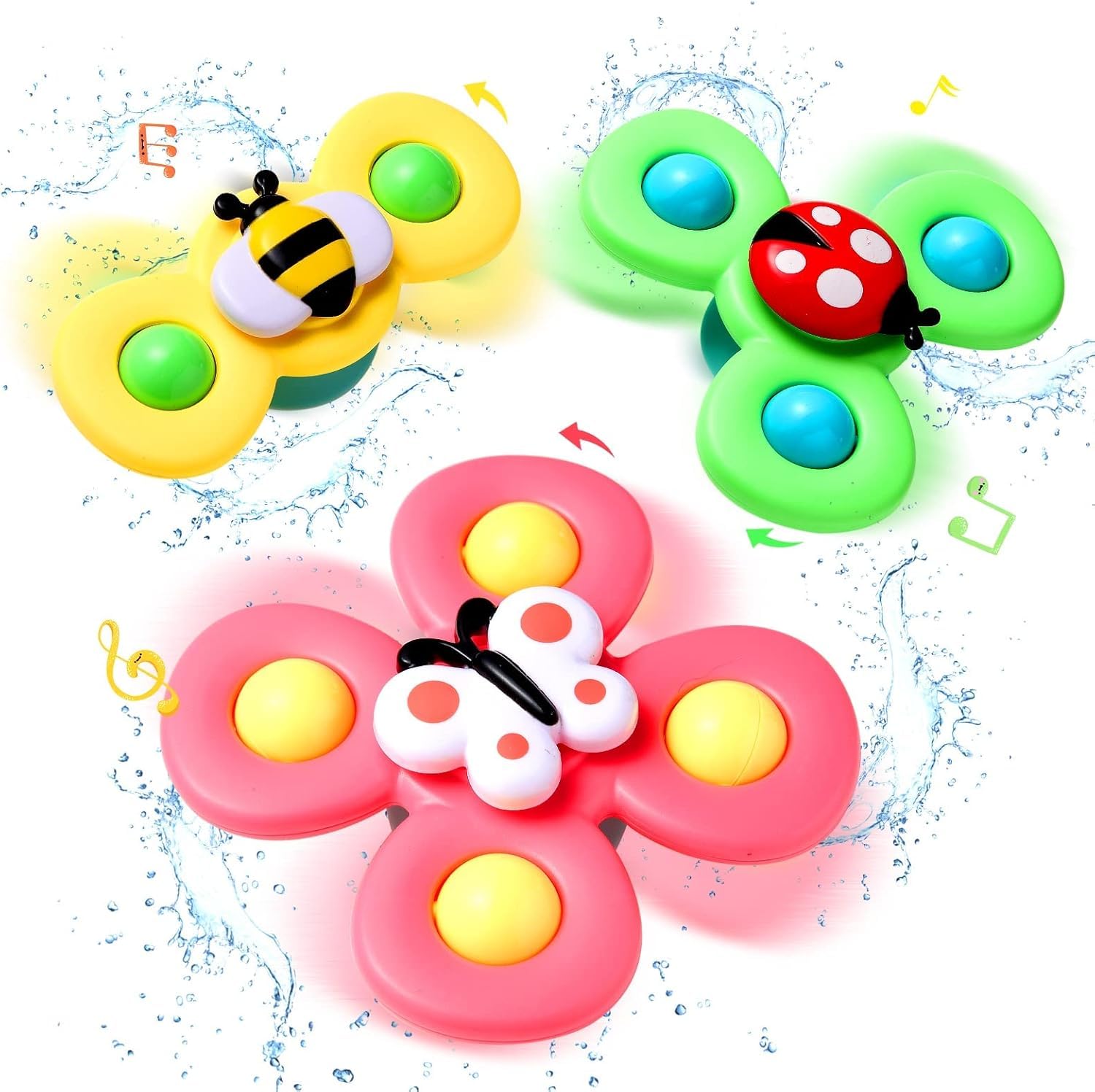 3-delige Baby Bath Spinner Toy | Draaibare Zuignap Spinning Top | Sensorisch Speelgoed
