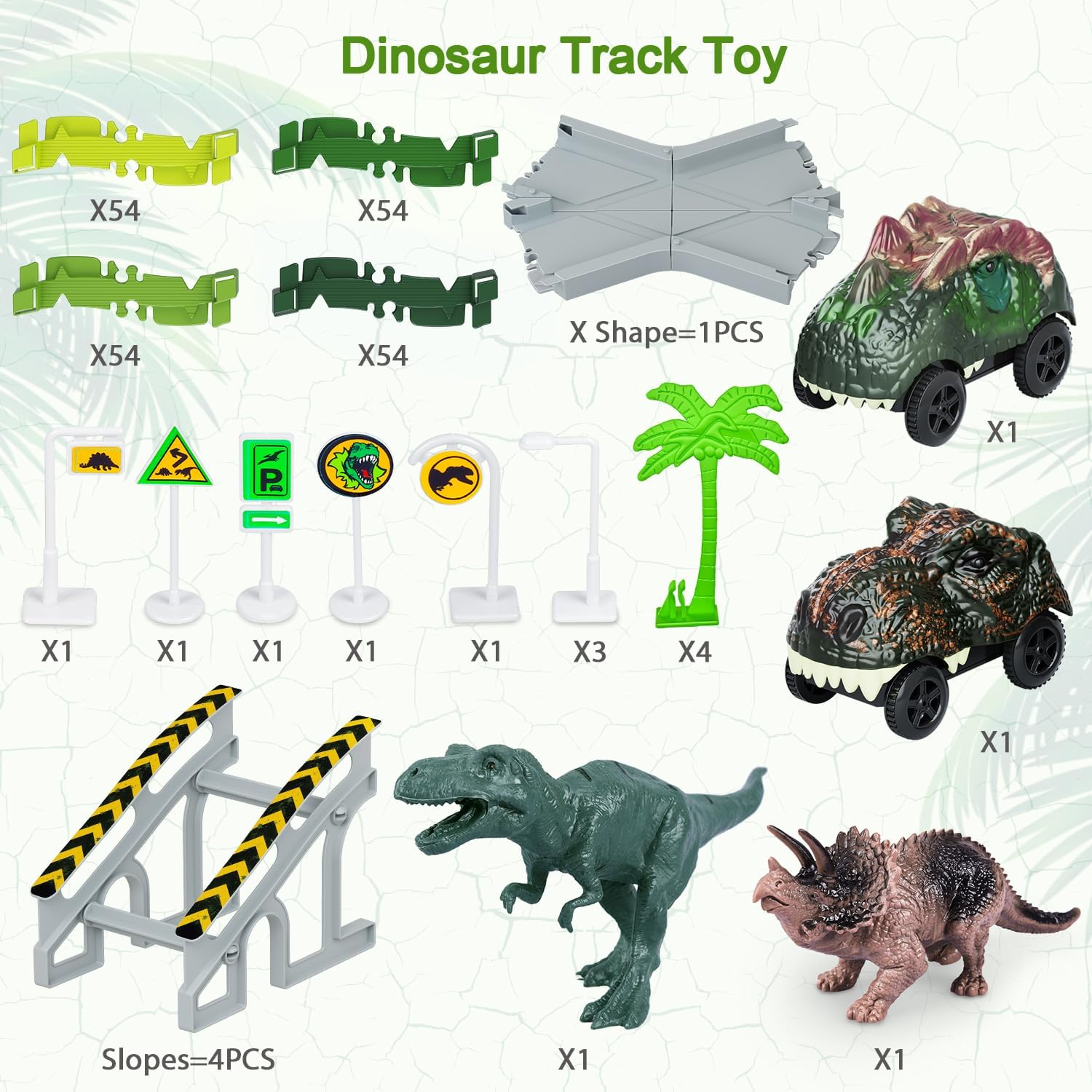 Dinosaurus Racebaan Speelset | Flexibele Baan met 2 Dino Auto’s | Cadeau voor Jongens & Meisjes vanaf 3 Jaar