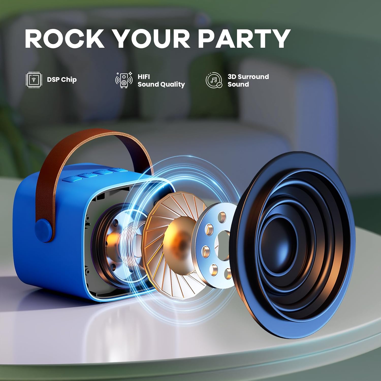 Mini karaoke machine | Bluetooth speaker met 2 draadloze microfoons