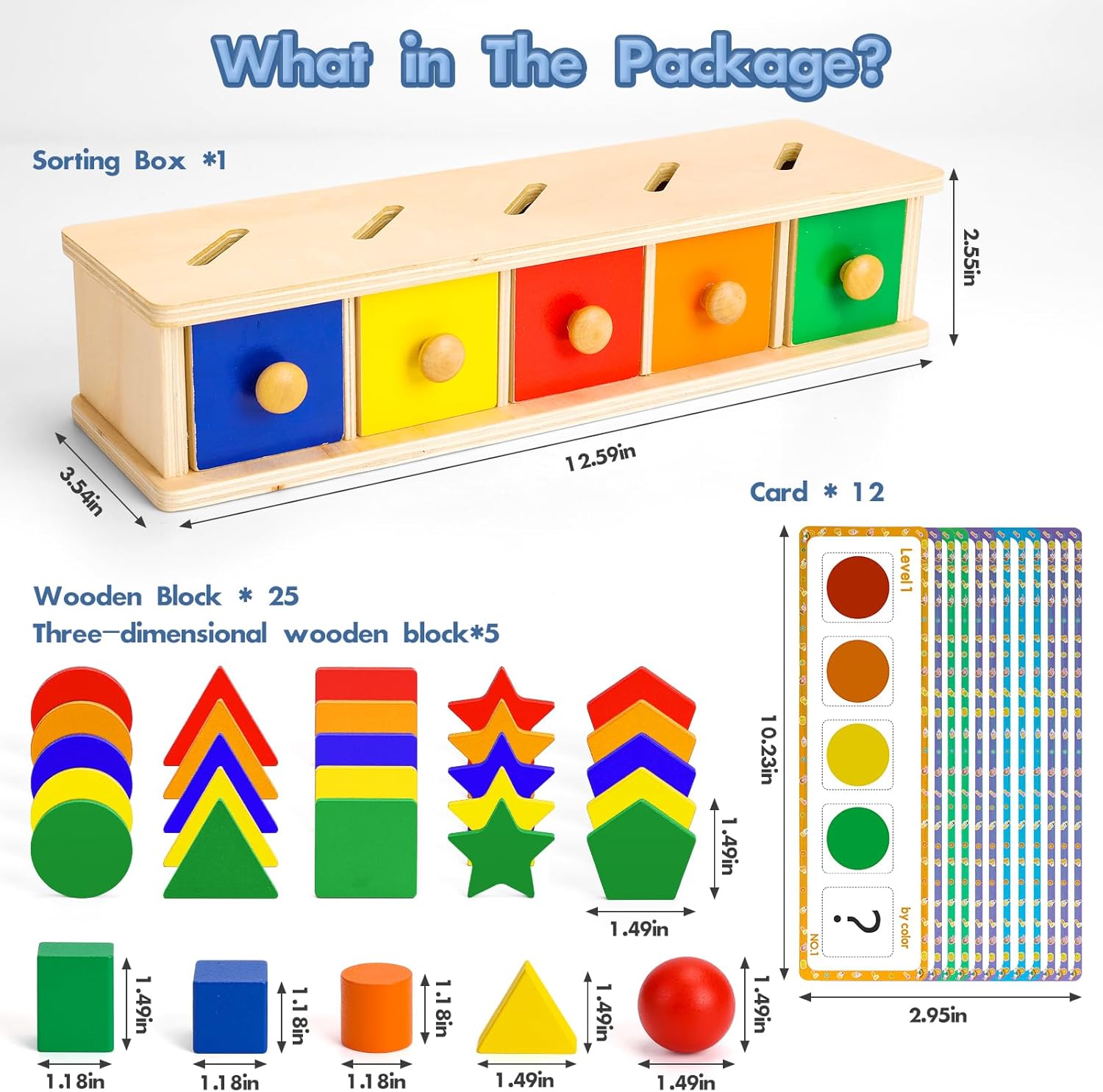 Montessori Houten Sorteerspel | Kleuren & Vormen Educatief Speelgoed voor Peuters 1-3 Jaar