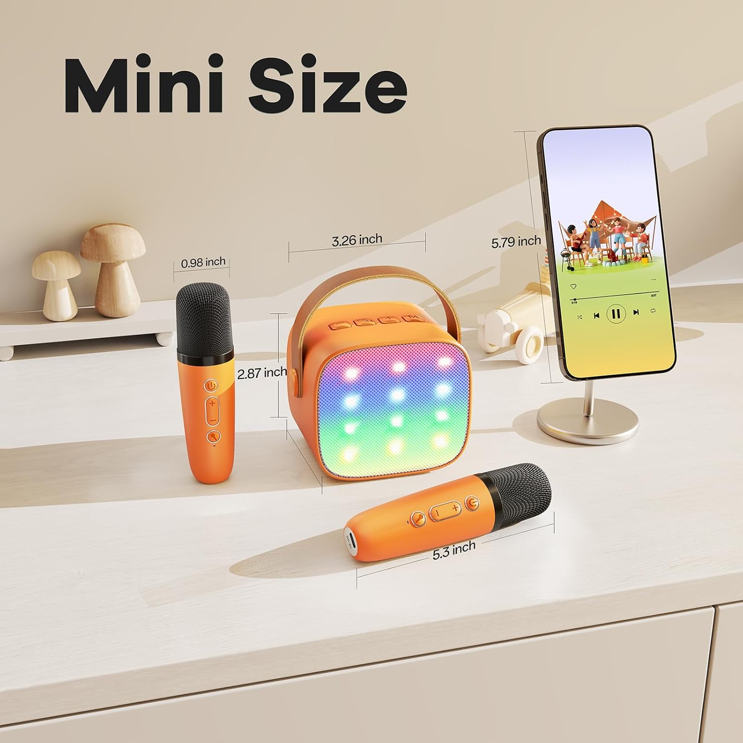 Mini karaoke machine | Bluetooth speaker met 2 draadloze microfoons