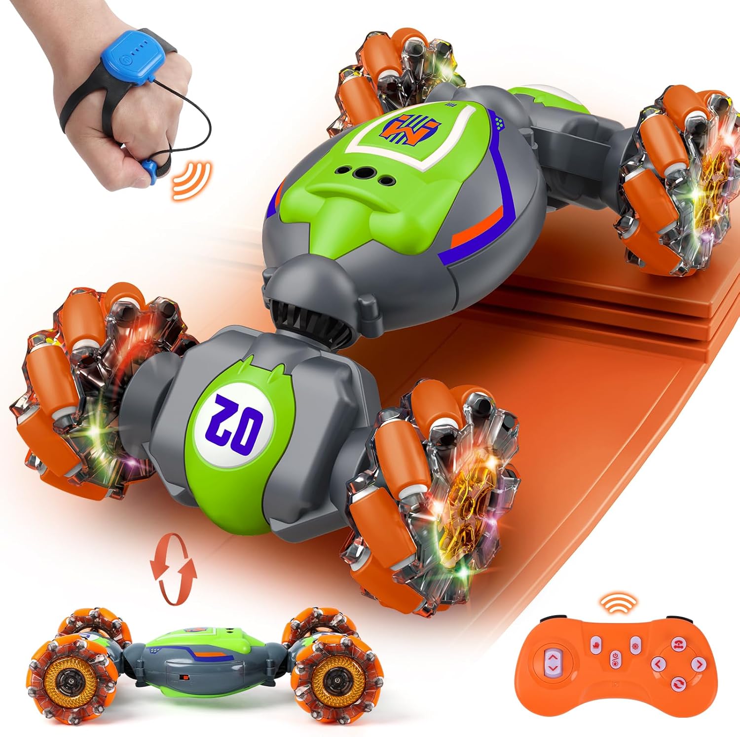 Gesture Sensing RC Stuntauto | 4WD Handgestuurde Auto met Licht & Muziek, Cadeau Jongens 6-12 Jaar