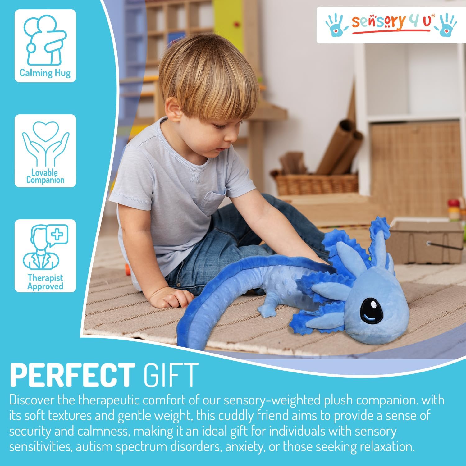 Gewicht Axolotl Knuffel 55cm | 1,1kg Sensorisch Pluche | Kalmerend & Wellness Speelgoed | Voor Kinderen en Volwassenen