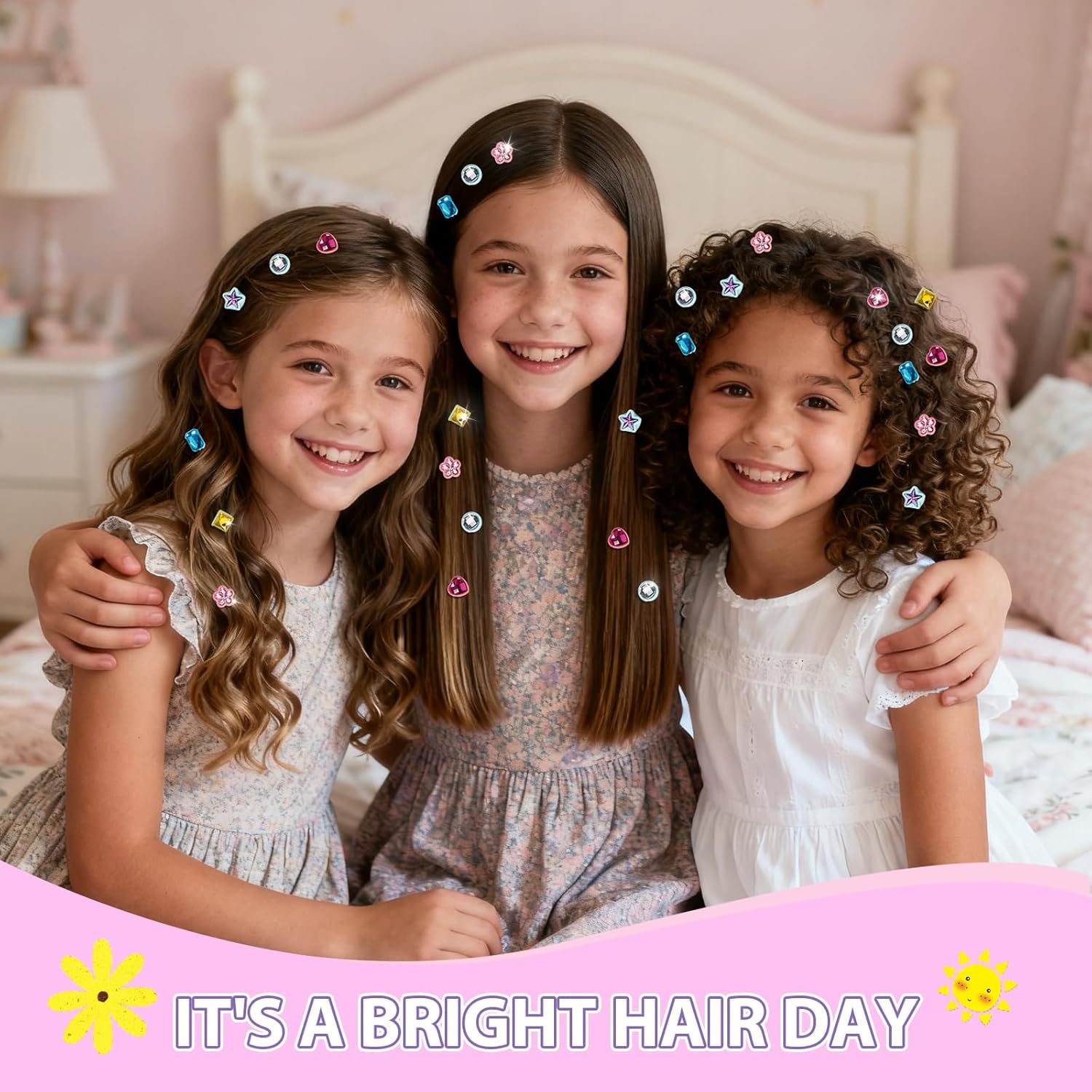 Haarjuwelen stempelkit | Stylingtool met herbruikbare diamanten voor meisjes