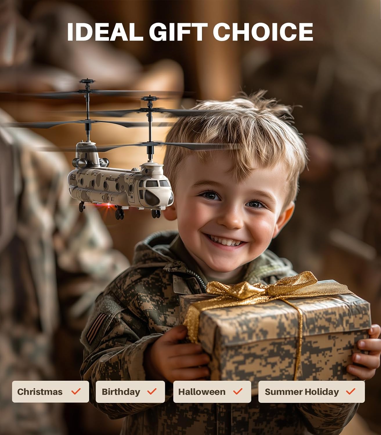 S52H Afstandsbediening Helicopter | Militaire Vervoer met Hoogtevast | LED Verlichting & Één-Knop Oprichting | Perfect voor Kinderen & Militaire Fans