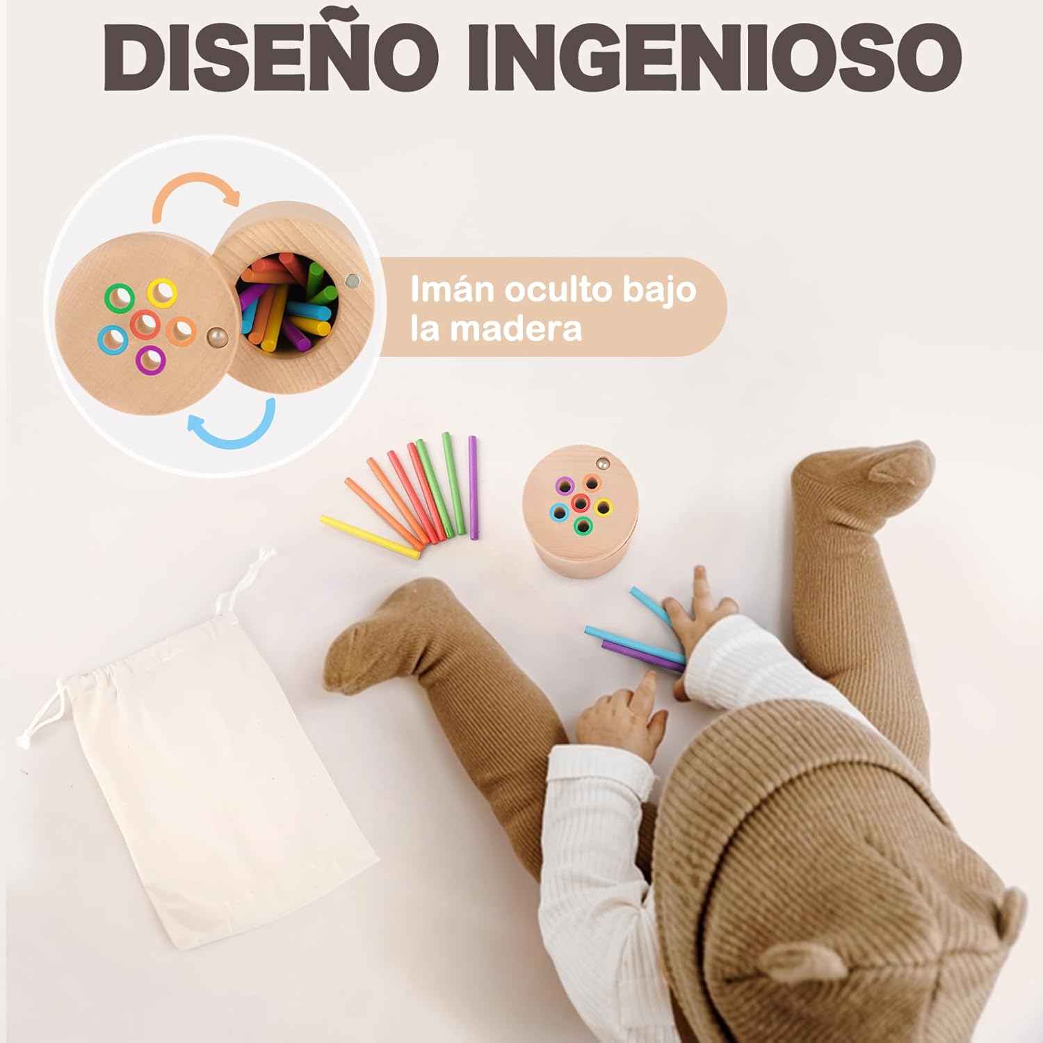 Montessori Kleur- en Sorteerspel | Houten Educatief Speelgoed voor Peuters 2-3 jaar