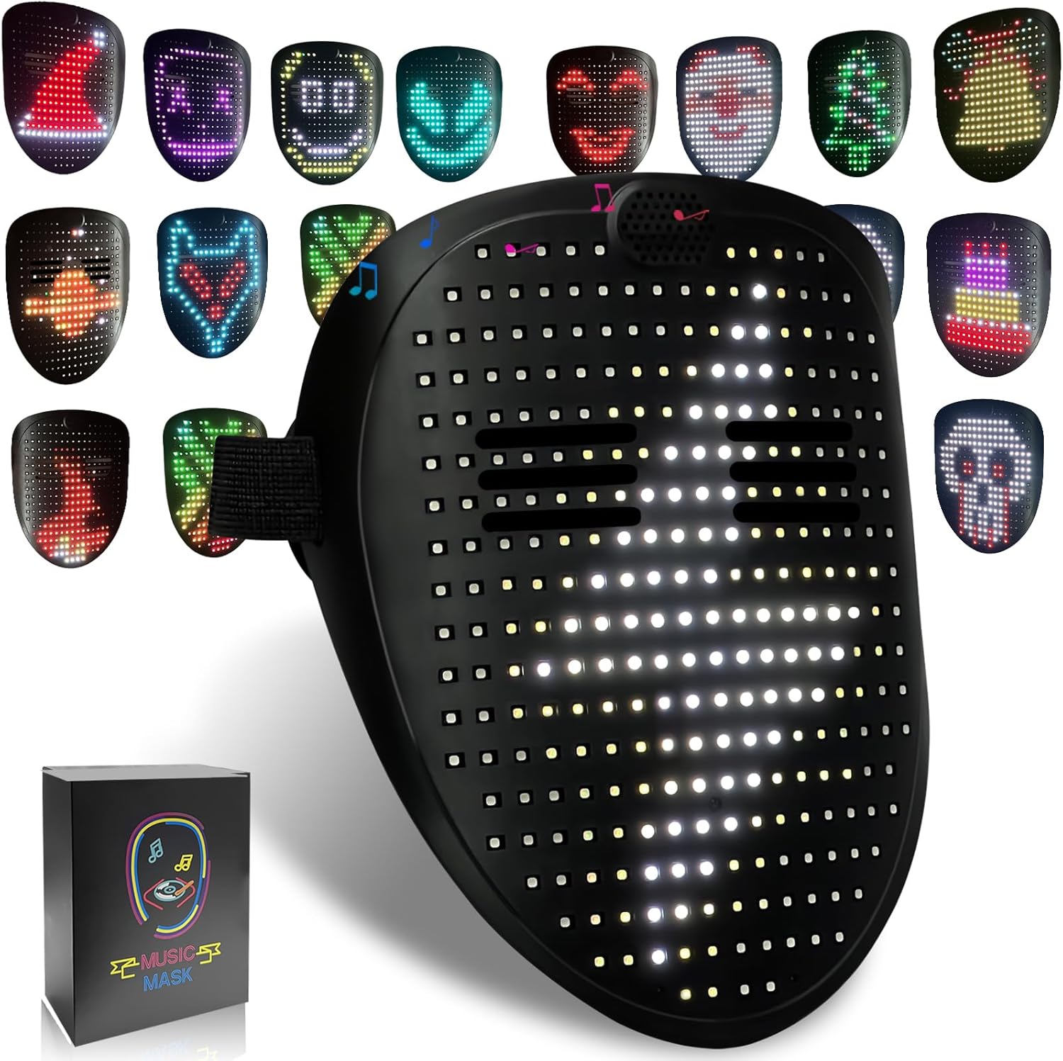 LED masker met gebarenbediening | Lichtgevend masker voor cosplay & feest