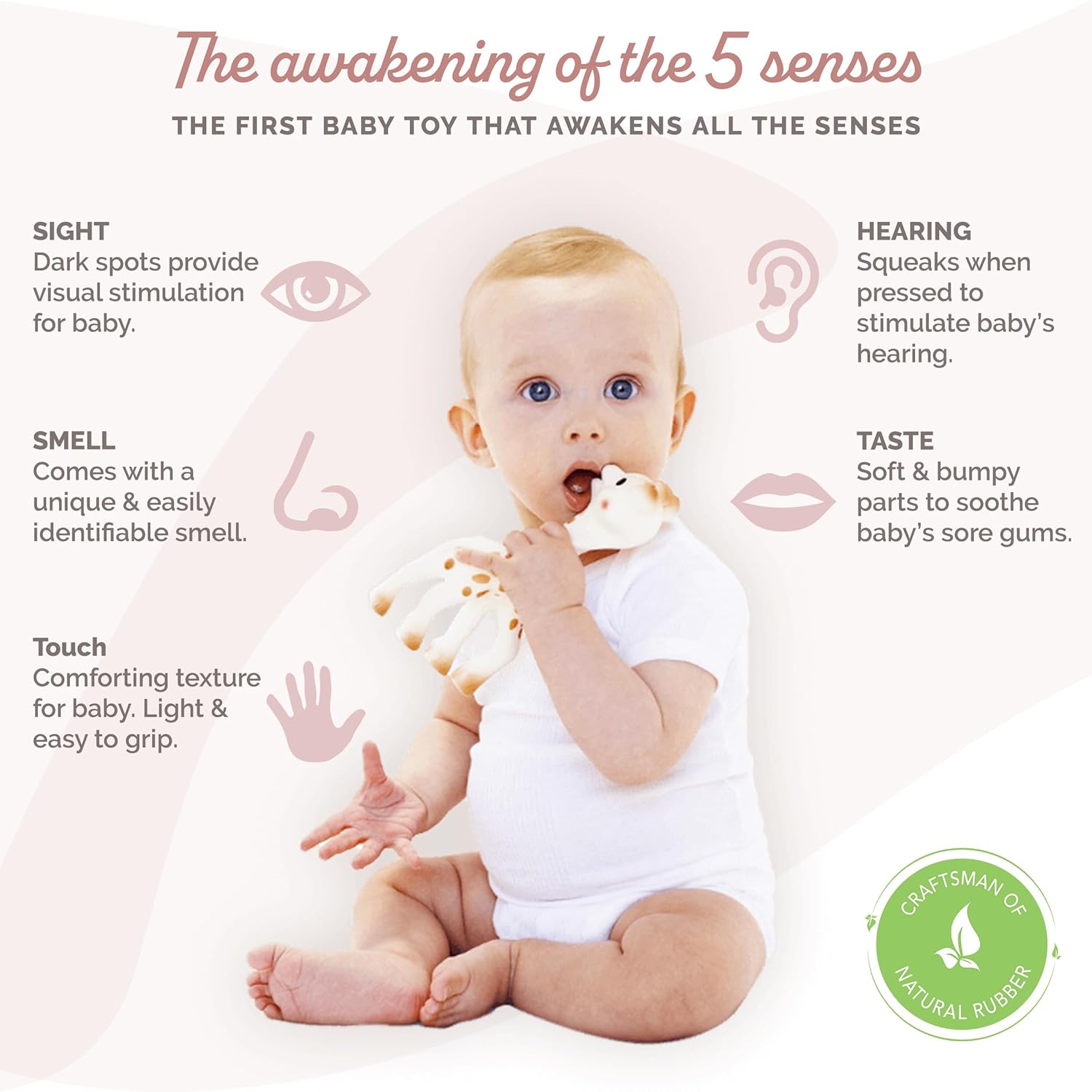 Giraffe Tandvlees Speelgoed voor Baby's | Dierenspeelgoed Bijtring voor Baby's 0+ Maanden