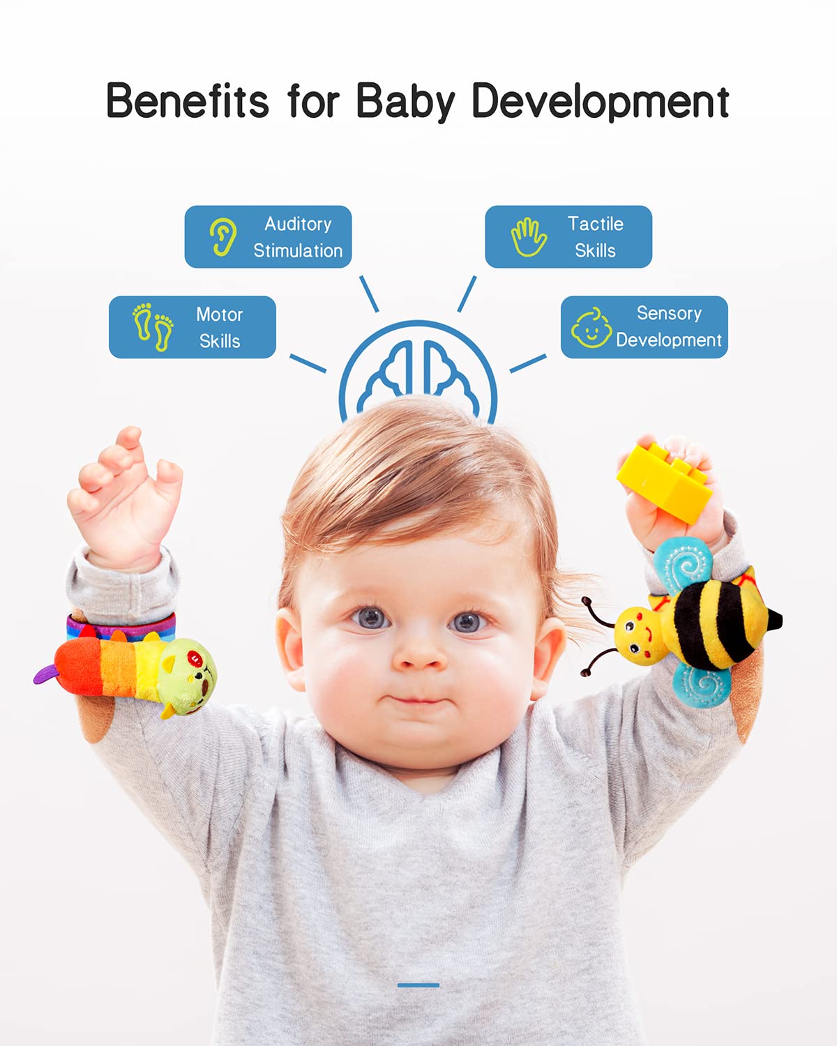 Baby Pols- en Sokken Rammelaar Voetvinder Set | Bug Series Sensorisch Speelgoed Voor Baby 0-12 Maanden